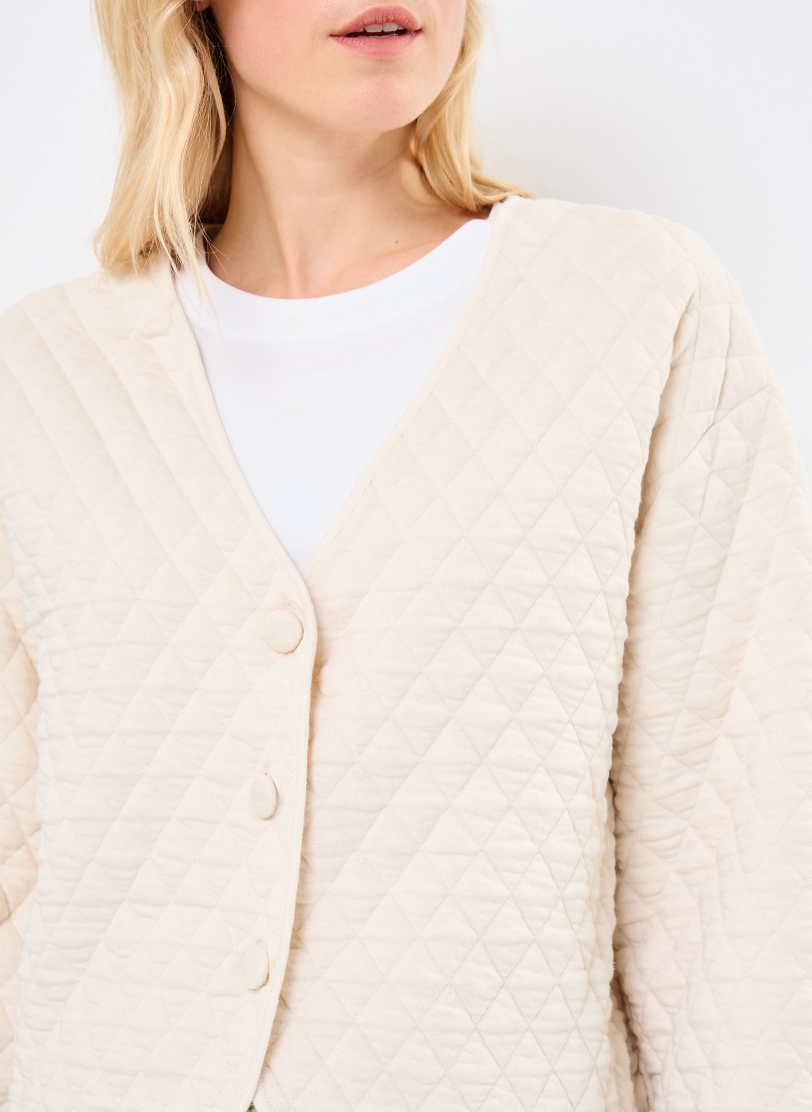 Gilet VIARMIDA V-NECK L/S QUILTED COATIGAN donna beige Vila Gilet VIARMIDA V-NECK L/S QUILTED COATIGAN donna beige Birch