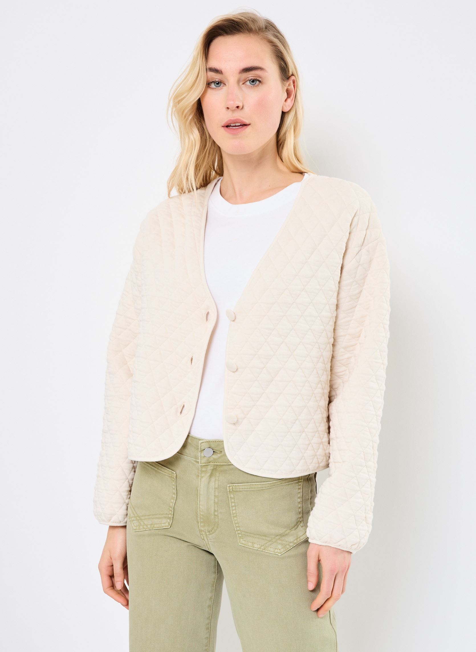 Gilet VIARMIDA V-NECK L/S QUILTED COATIGAN donna beige Vila Gilet VIARMIDA V-NECK L/S QUILTED COATIGAN donna beige Birch