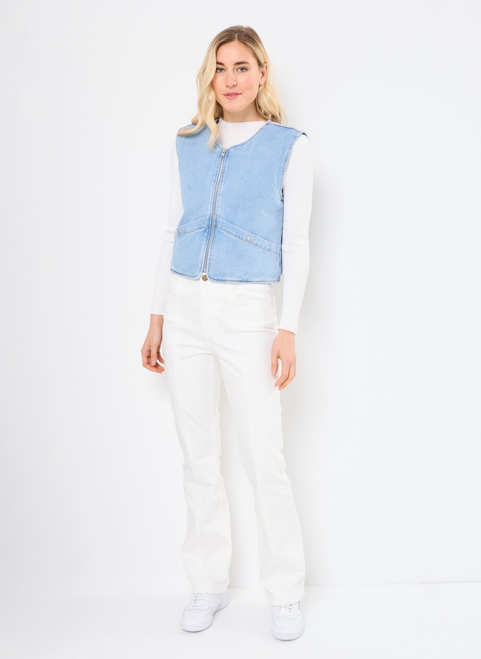 Vestes sans manches VIASSIA SL SHORT DENIM VEST/C31 femme bleu Vila Vestes sans manches VIASSIA SL SHORT DENIM VEST/C31 femme bleu Light Blue Denim