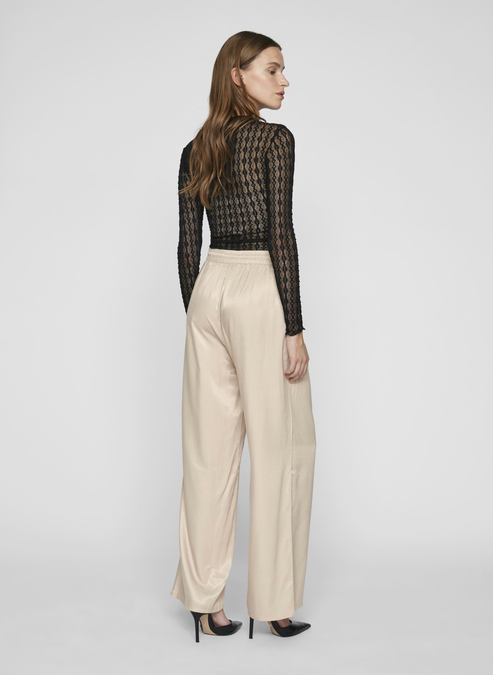Pantalons larges VIBOLIS HW PANTS femme beige Vila Pantalons larges VIBOLIS HW PANTS femme beige Feather Gray