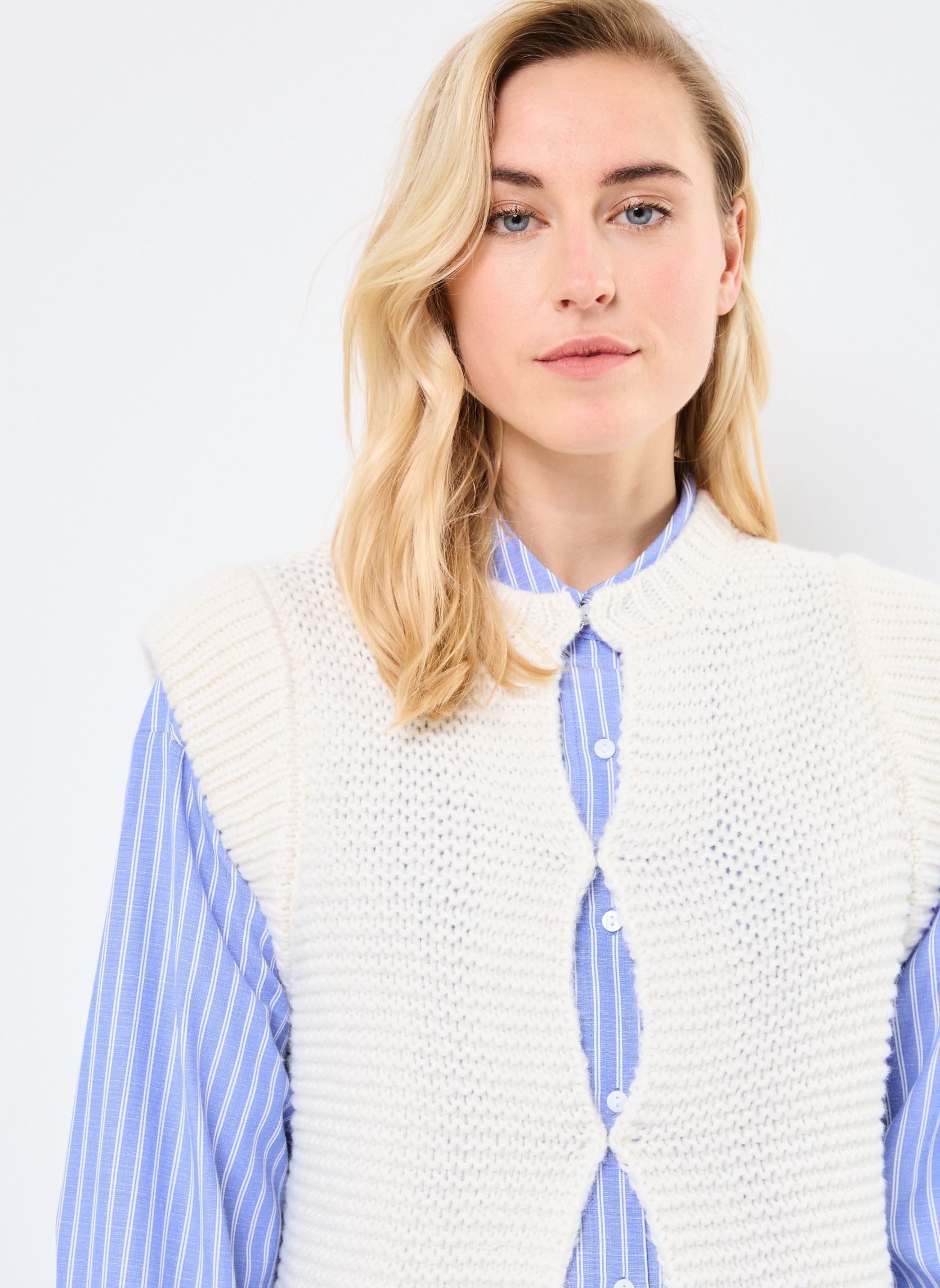 Gilets VIREMMY SL KNIT VEST/C31 femme beige Vila Gilets VIREMMY SL KNIT VEST/C31 femme beige Birch