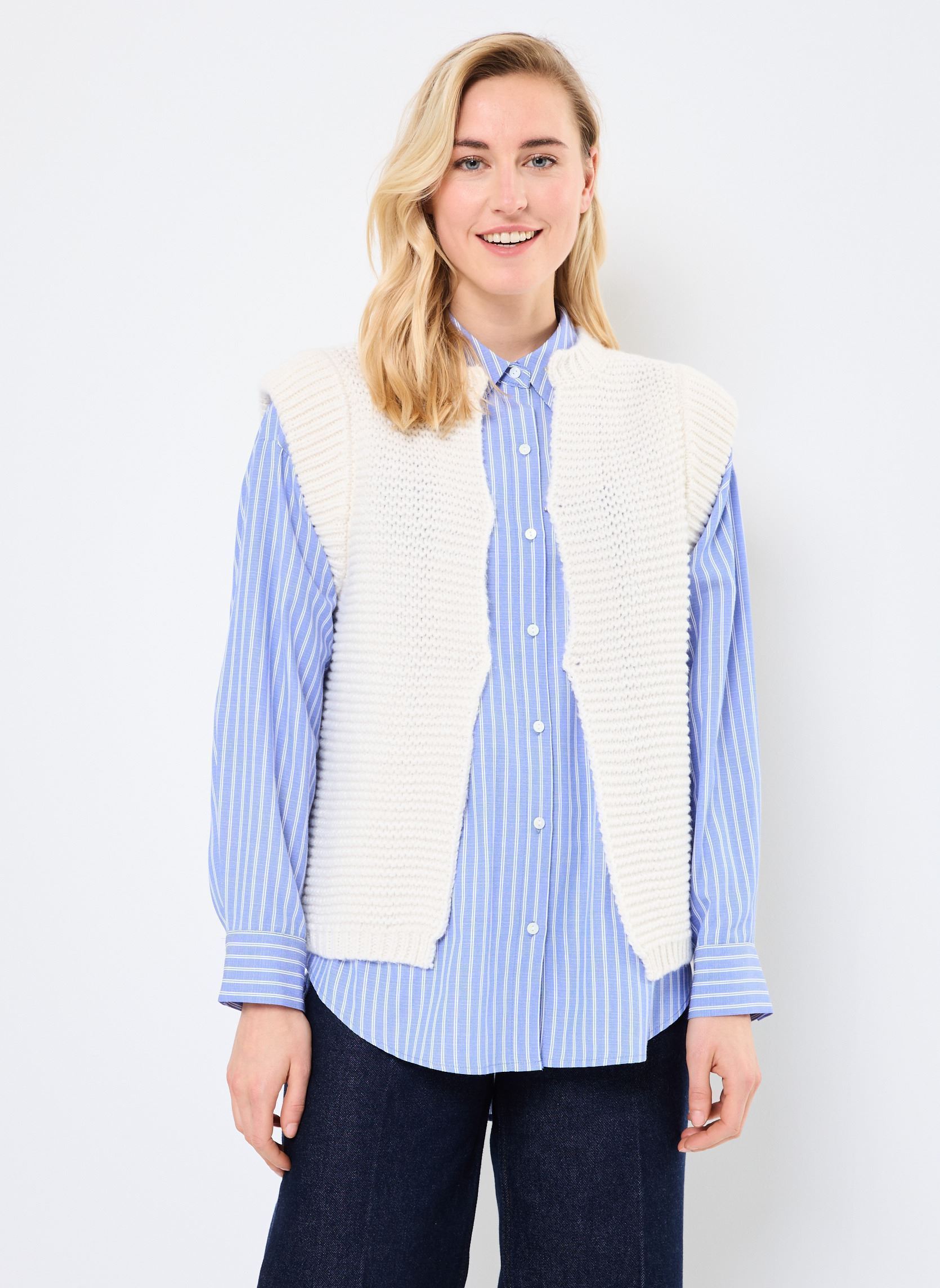 Gilets VIREMMY SL KNIT VEST/C31 femme beige Vila Gilets VIREMMY SL KNIT VEST/C31 femme beige Birch