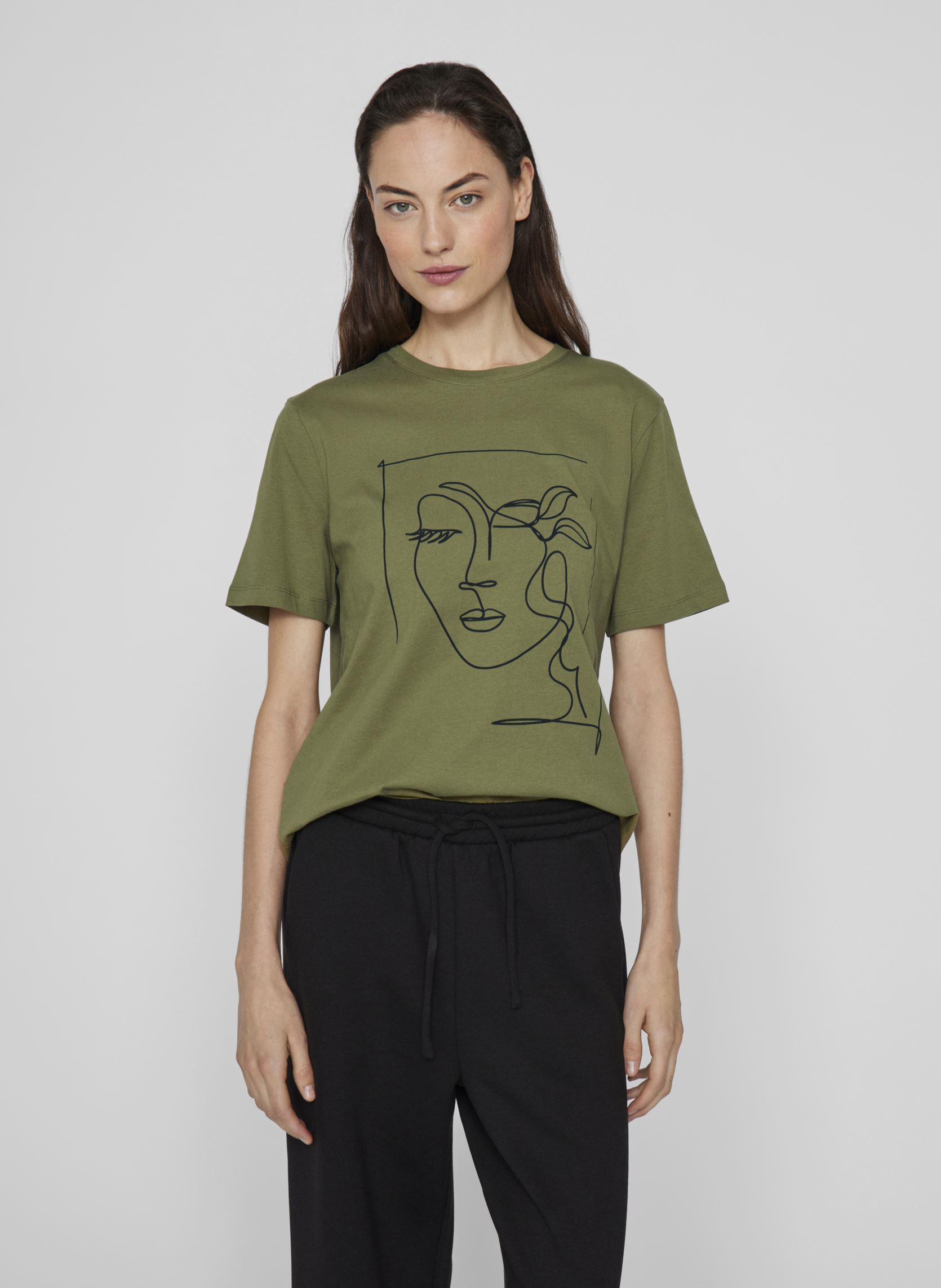 Tee-shirts VISYBILLA O-NECK S/S T-SHIRT/PB femme vert Vila Tee-shirts VISYBILLA O-NECK S/S T-SHIRT/PB femme vert Capulet Olive