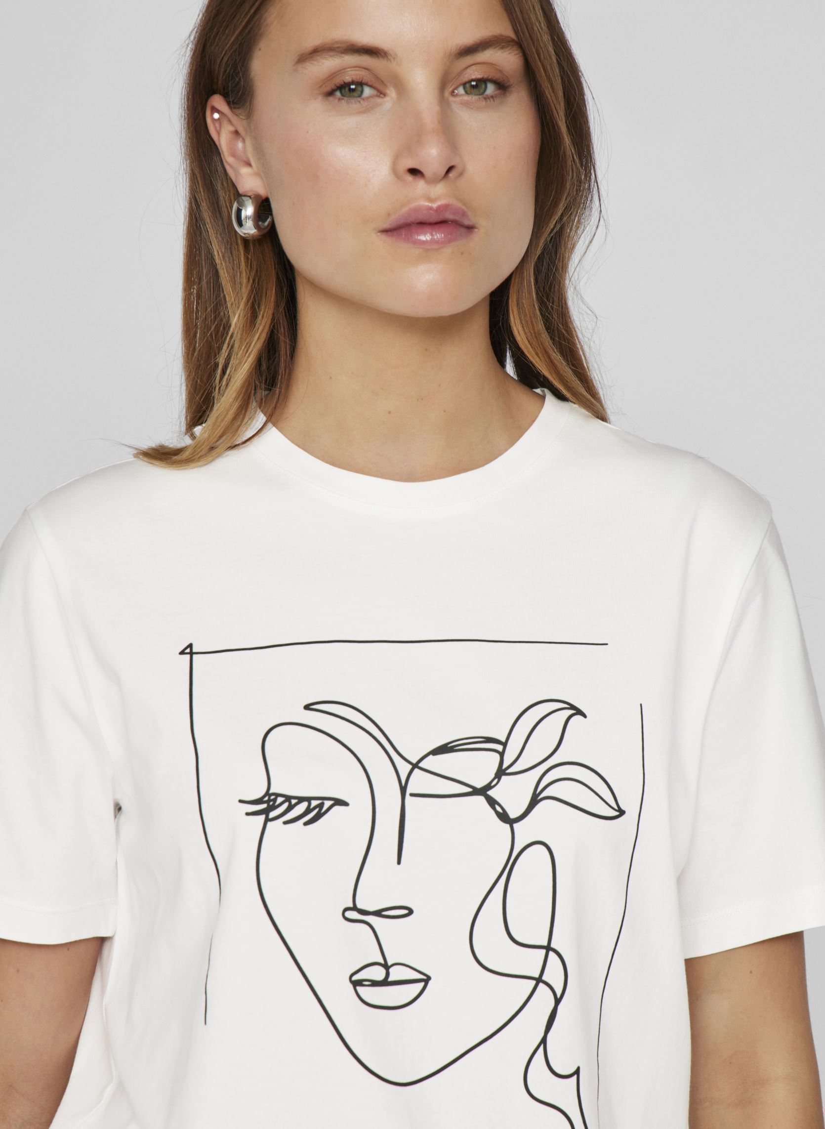 T-Shirts VISYBILLA O-NECK S/S T-SHIRT/PB damen weiß Vila T-Shirts VISYBILLA O-NECK S/S T-SHIRT/PB damen weiß Snow white