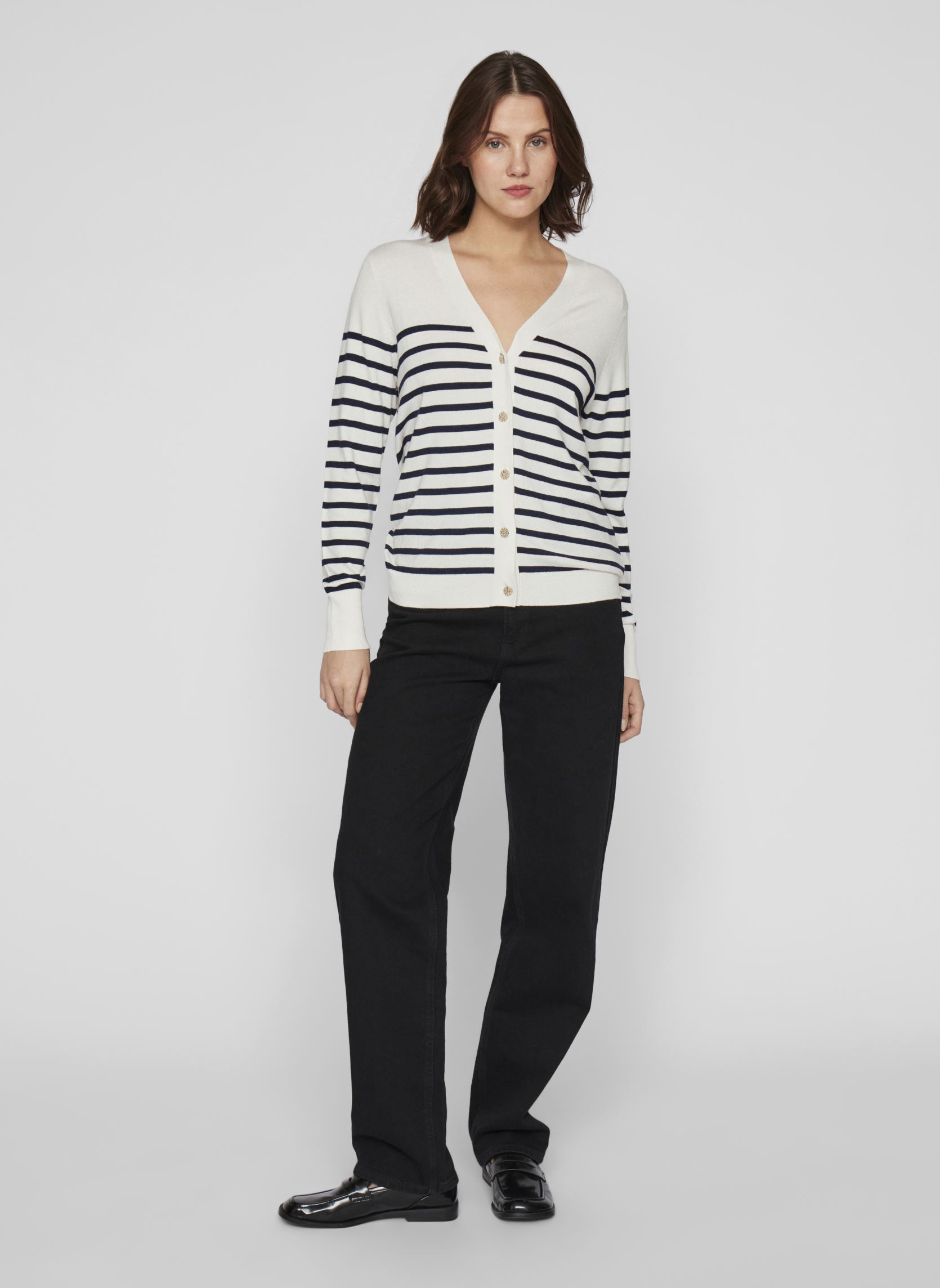 Gilets VIWENNIE V-NECK L/S KNIT CARDIGAN femme blanc Vila Gilets VIWENNIE V-NECK L/S KNIT CARDIGAN femme blanc CLOUD DANCER