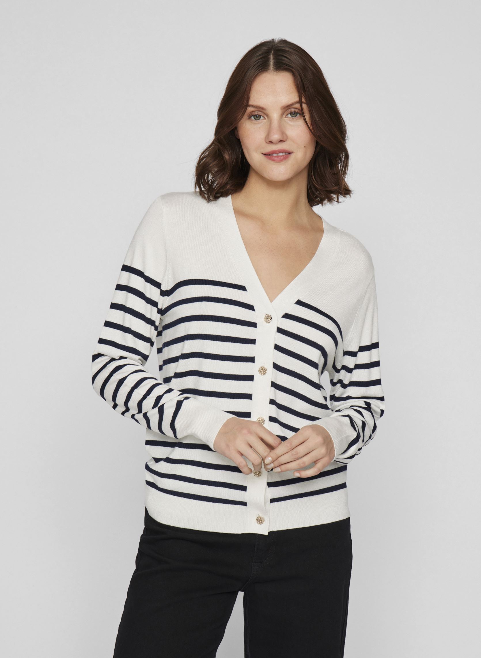 Gilets VIWENNIE V-NECK L/S KNIT CARDIGAN femme blanc Vila Gilets VIWENNIE V-NECK L/S KNIT CARDIGAN femme blanc CLOUD DANCER