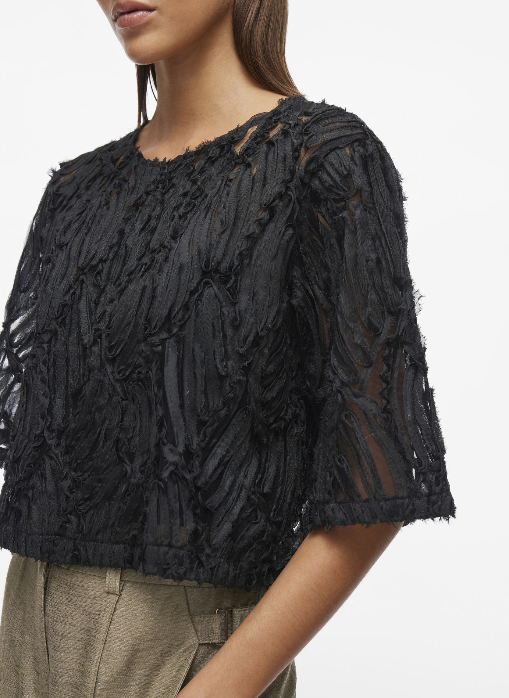 Kurzarm-T-Shirts ROUROSE 2/4 SLEEVES O-NECK TOP damen schwarz Vila Kurzarm-T-Shirts ROUROSE 2/4 SLEEVES O-NECK TOP damen schwarz METEORITE