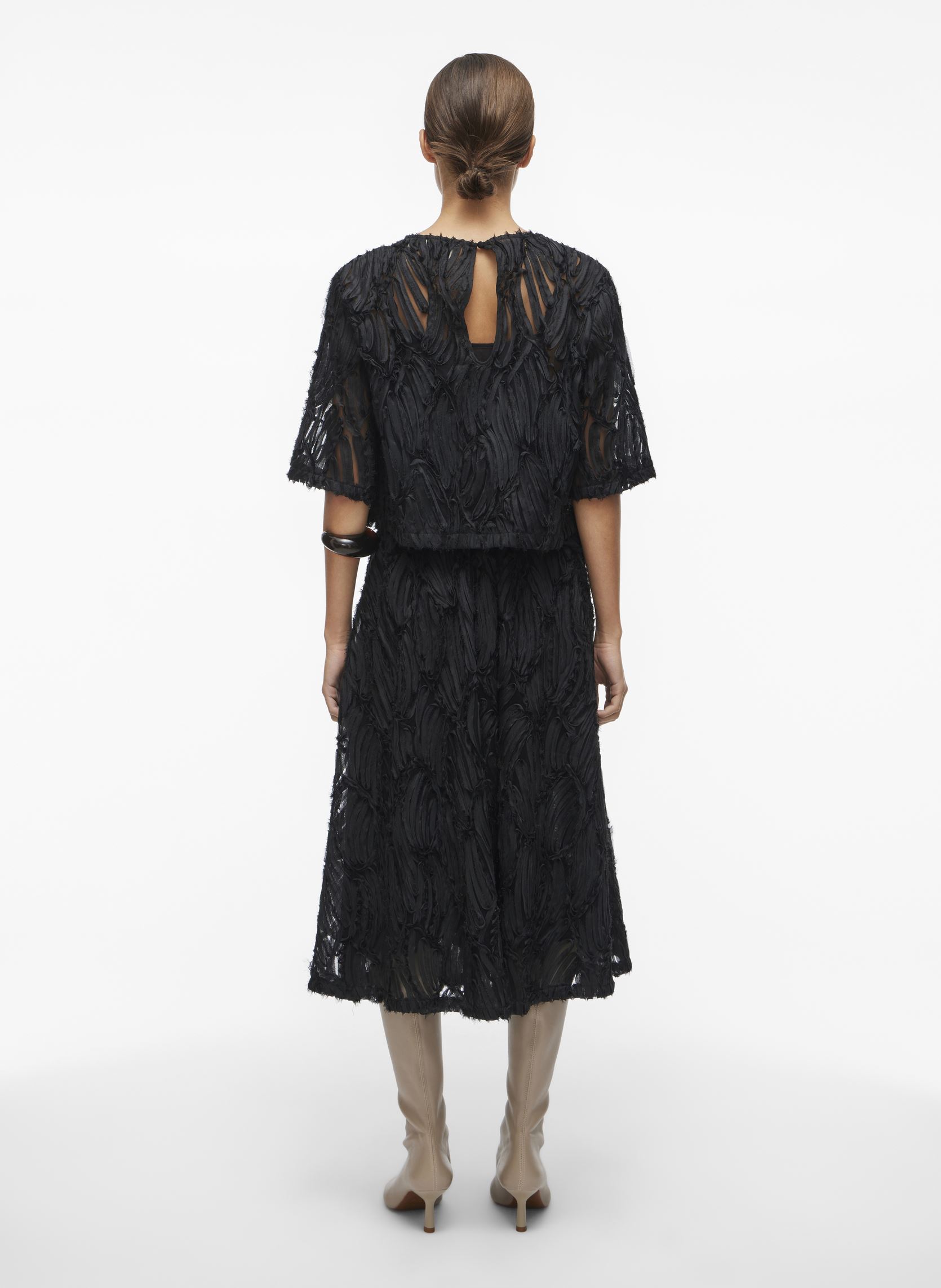 Jupes mi-longues ROUROSE HW ANKLE SKIRT femme noir Vila Jupes mi-longues ROUROSE HW ANKLE SKIRT femme noir Meteorite