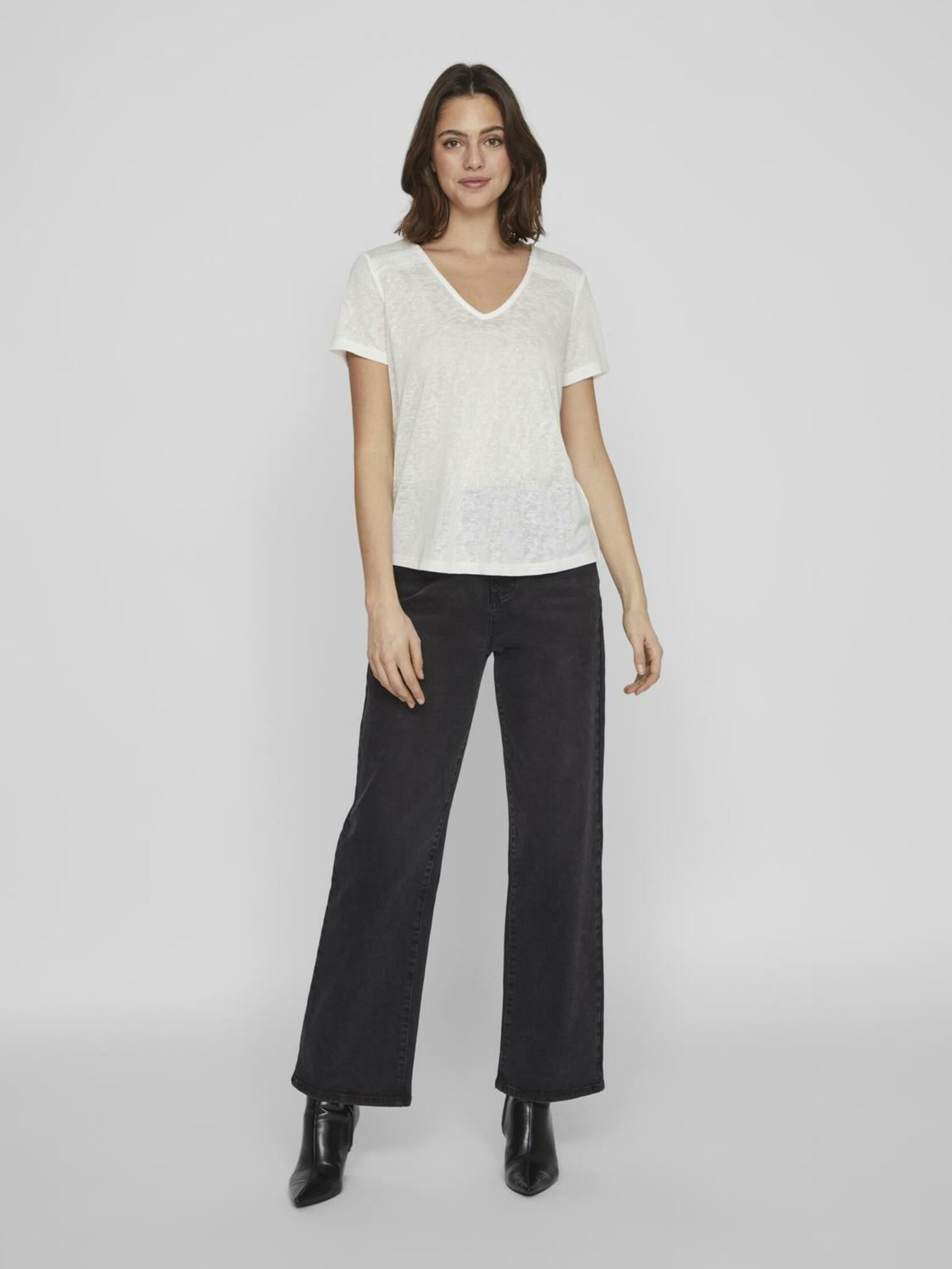 Tee-shirts manches courtes VIAMER V-NECK S/S LACE DETAIL TOP femme blanc Vila Tee-shirts manches courtes VIAMER V-NECK S/S LACE DETAIL TOP femme blanc Cloud Dancer