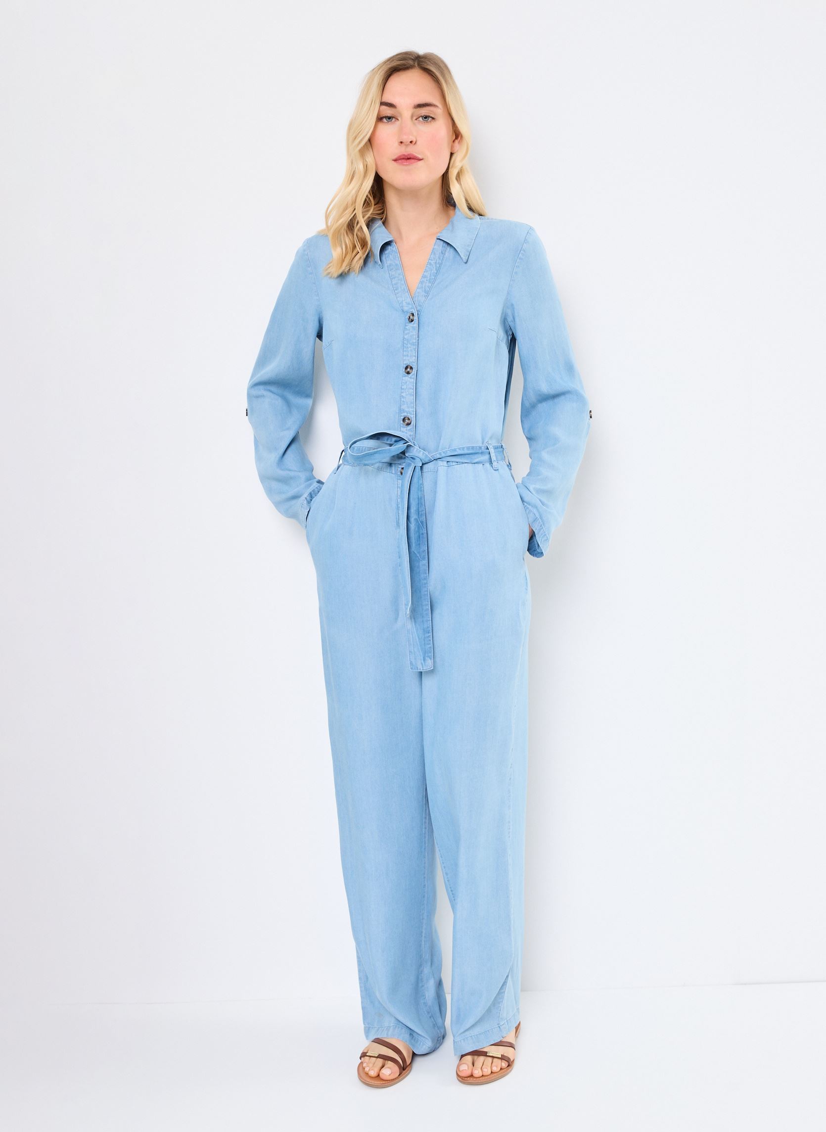 Combinaisons pantalon VIGIVANI L/S JUMPSUIT/R femme bleu Vila Combinaisons pantalon VIGIVANI L/S JUMPSUIT/R femme bleu LIGHT BLUE DENIM