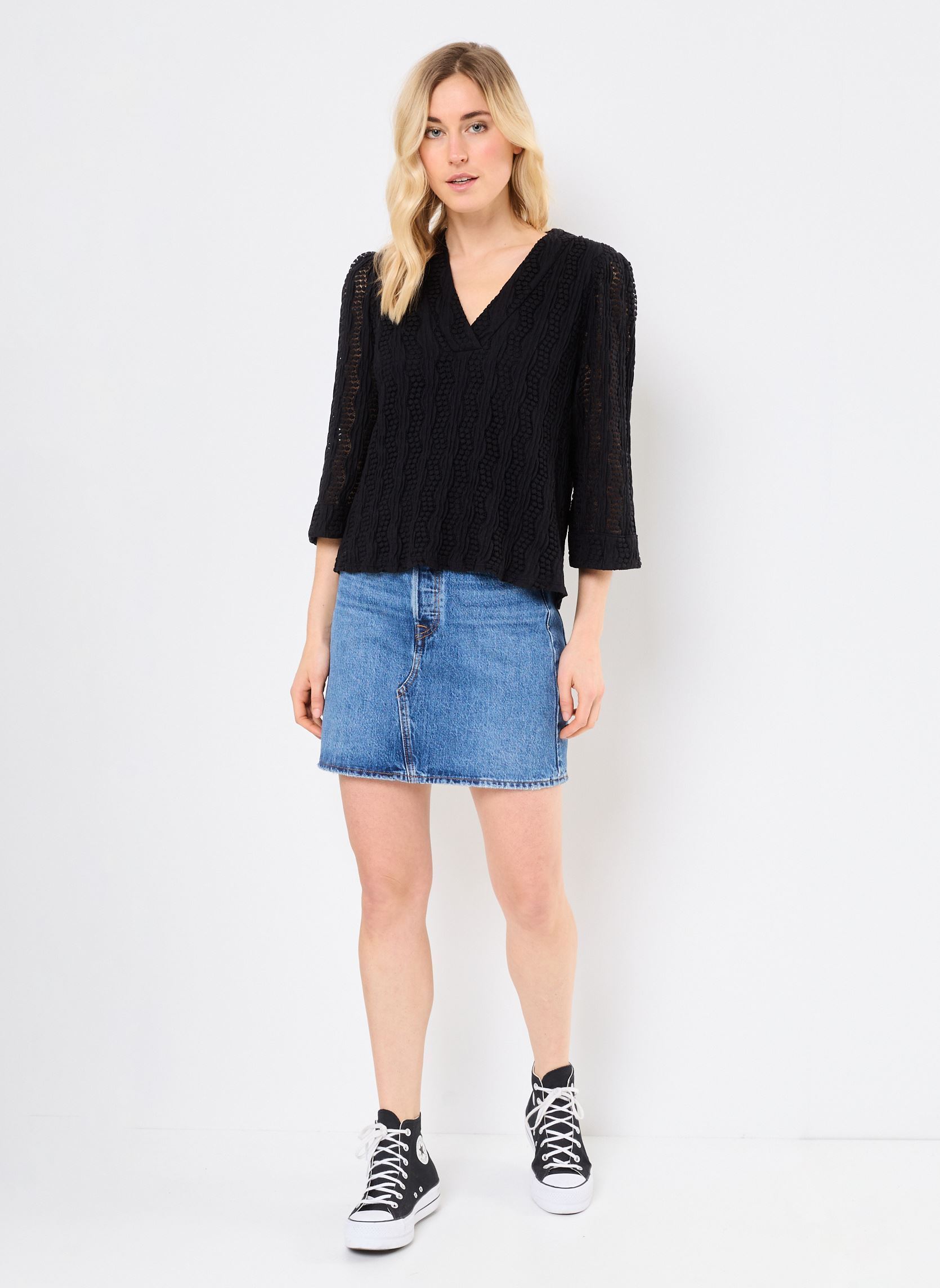 Blusas de manga larga VILUMENA V-NECK 3/4 TOP mujer negro Vila Blusas de manga larga VILUMENA V-NECK 3/4 TOP mujer negro BLACK BEAUTY