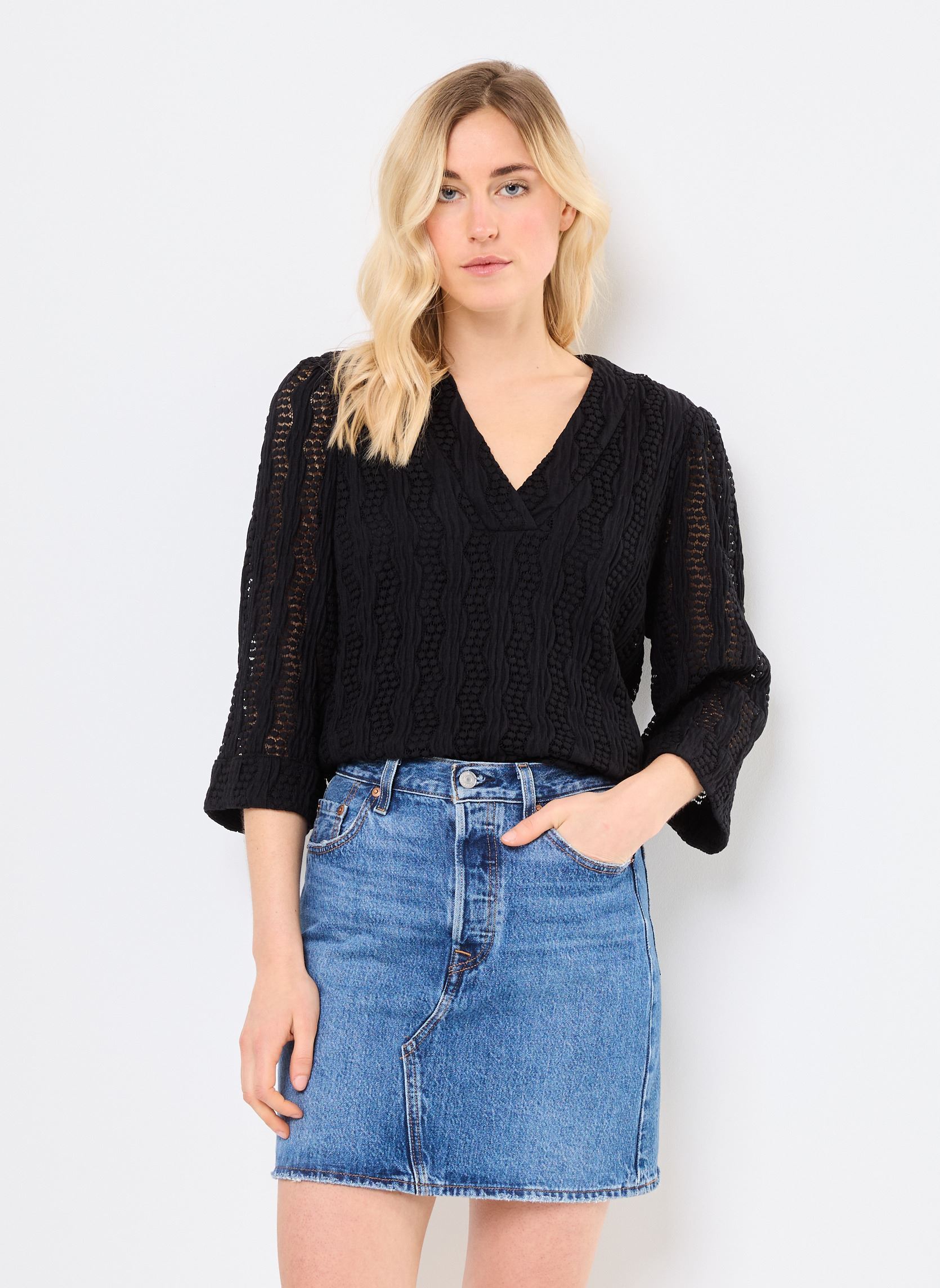 Blusas de manga larga VILUMENA V-NECK 3/4 TOP mujer negro Vila Blusas de manga larga VILUMENA V-NECK 3/4 TOP mujer negro BLACK BEAUTY