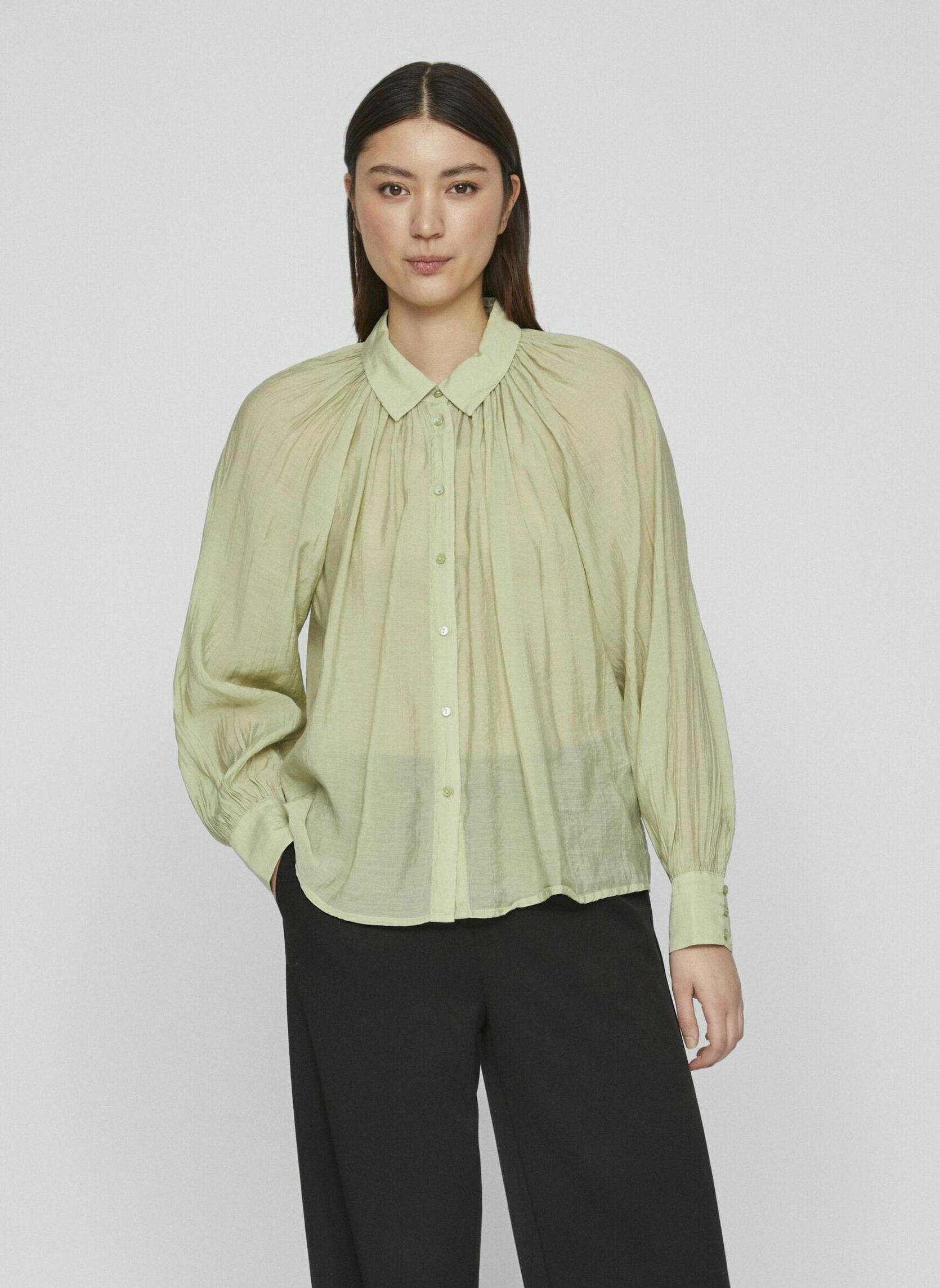 Lange mouw overhemden VINABIA L/S SHIRT/2 dames groen Vila Lange mouw overhemden VINABIA L/S SHIRT/2 dames groen Sage