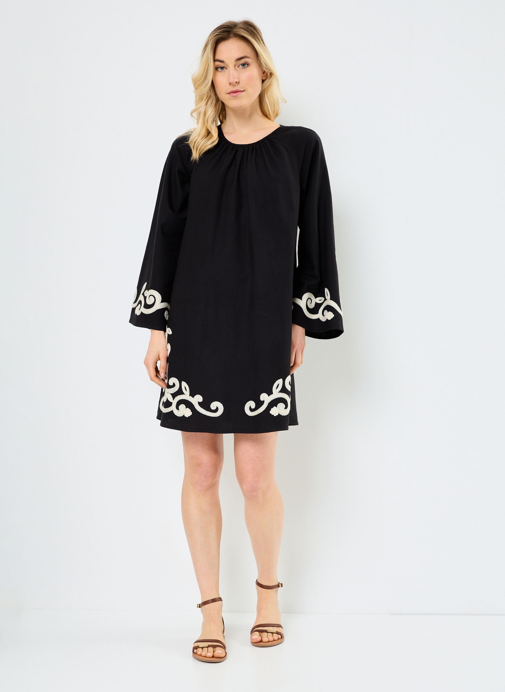 Vestidos VIPOLENE O-NECK L/S SHORT DRESS mujer negro Vila Vestidos VIPOLENE O-NECK L/S SHORT DRESS mujer negro Black Beauty