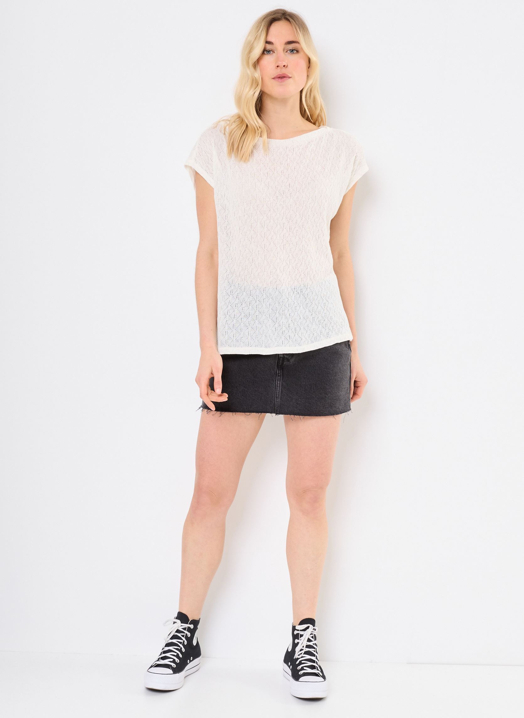 Tee-shirts manches courtes VISERAFINA S/L BOATNECK TOP femme beige Vila Tee-shirts manches courtes VISERAFINA S/L BOATNECK TOP femme beige BIRCH