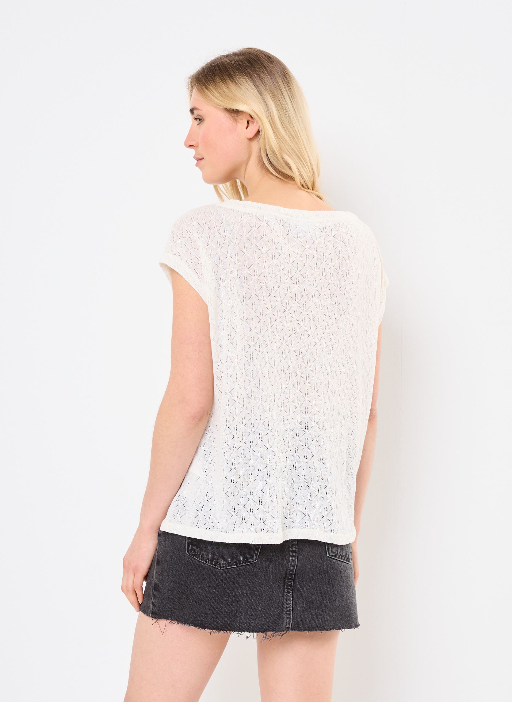Tee-shirts manches courtes VISERAFINA S/L BOATNECK TOP femme beige Vila Tee-shirts manches courtes VISERAFINA S/L BOATNECK TOP femme beige BIRCH