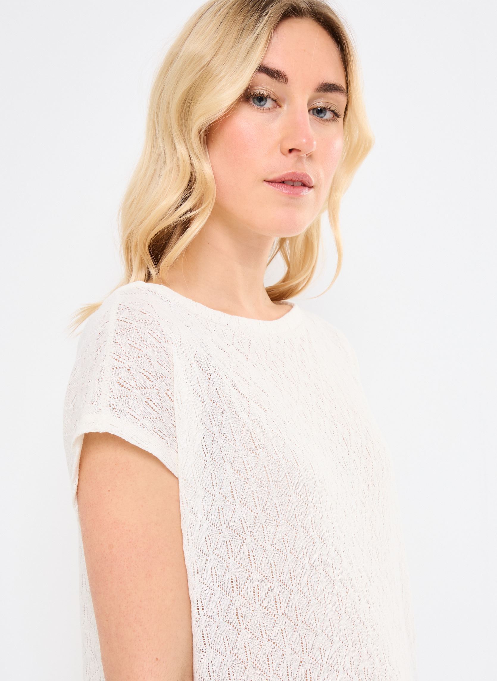 Tee-shirts manches courtes VISERAFINA S/L BOATNECK TOP femme beige Vila Tee-shirts manches courtes VISERAFINA S/L BOATNECK TOP femme beige BIRCH