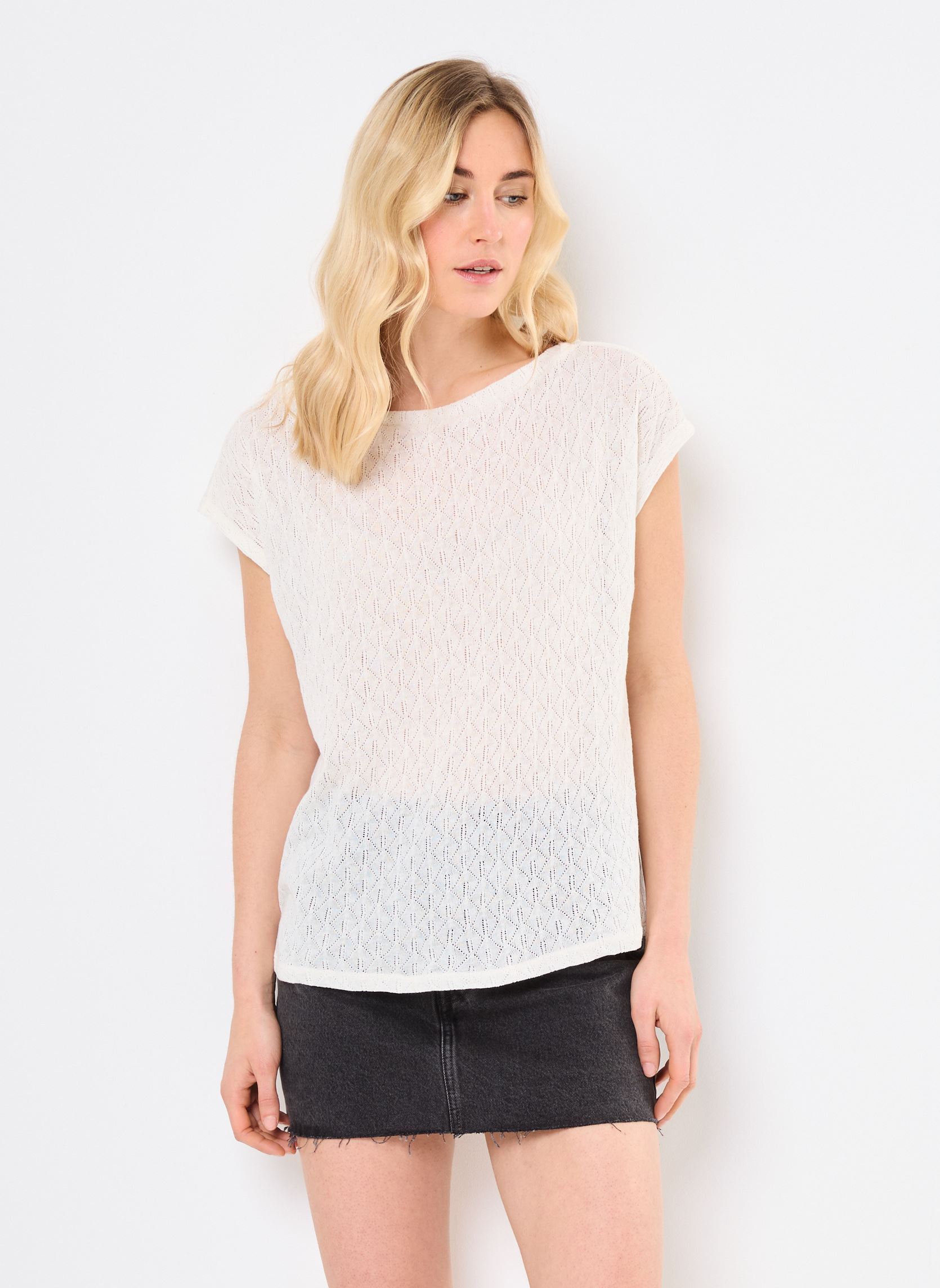 Tee-shirts manches courtes VISERAFINA S/L BOATNECK TOP femme beige Vila Tee-shirts manches courtes VISERAFINA S/L BOATNECK TOP femme beige BIRCH