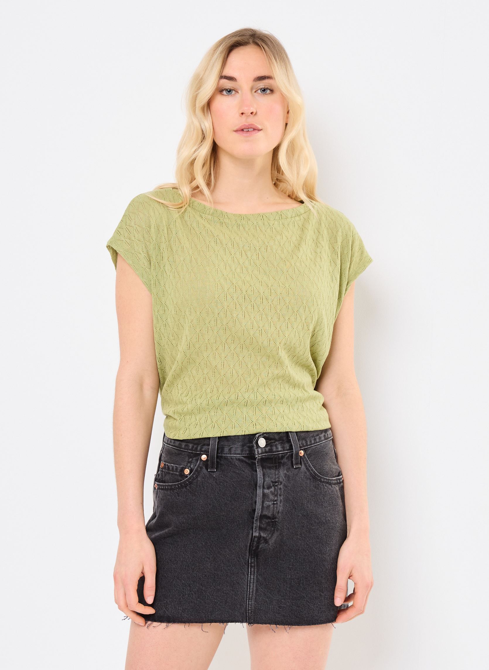 Kurzarm-T-Shirts VISERAFINA S/L BOATNECK TOP damen grün Vila Kurzarm-T-Shirts VISERAFINA S/L BOATNECK TOP damen grün SAGE