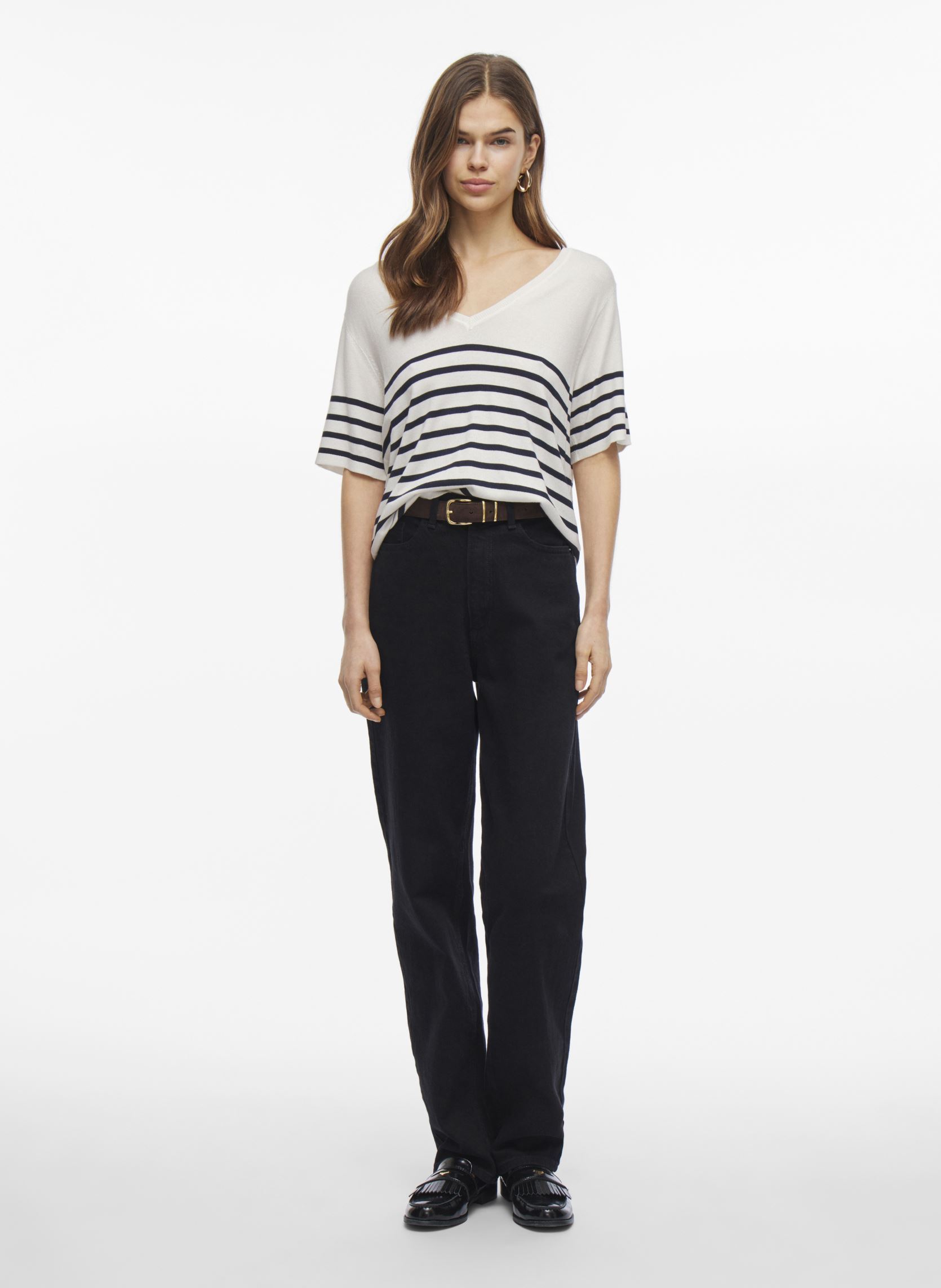 Tee-shirts manches courtes VIWENNIE V-NECK S/S KNIT T-SHIRT femme blanc Vila Tee-shirts manches courtes VIWENNIE V-NECK S/S KNIT T-SHIRT femme blanc Cloud Dancer