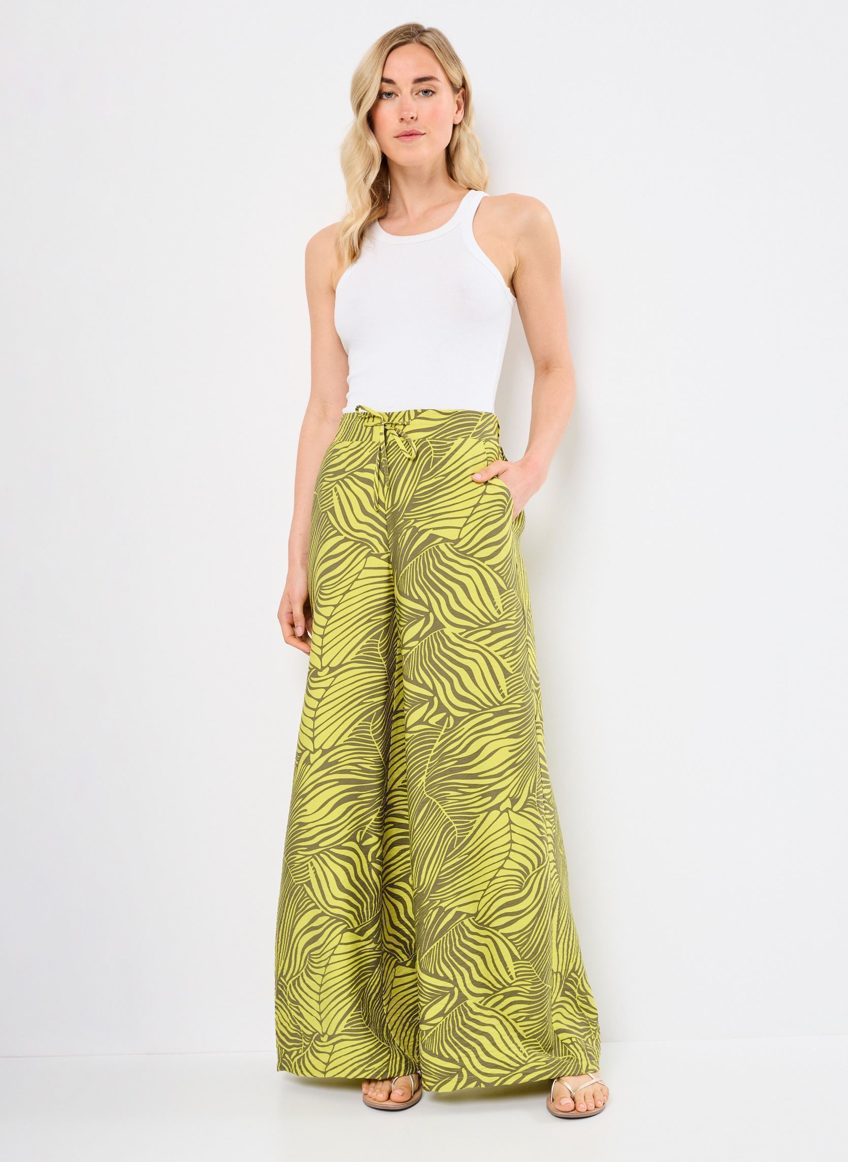 Wijde broeken VIALINIA CAI HW PANTS dames geel Vila Wijde broeken VIALINIA CAI HW PANTS dames geel CITRONELLE