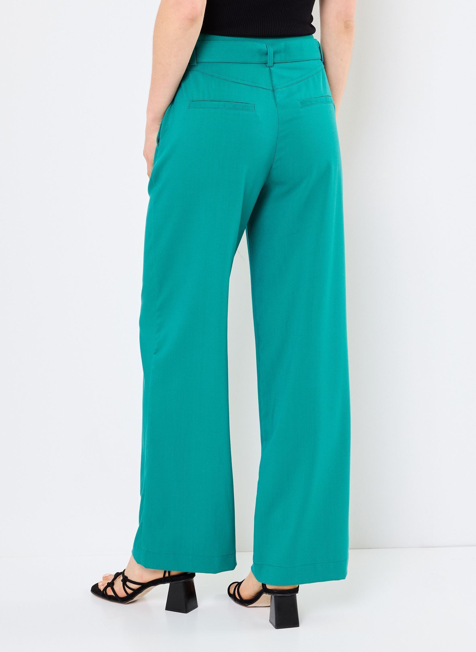 Pantalons larges VIBANZIA HW BELTED WIDE PANTS femme vert Vila Pantalons larges VIBANZIA HW BELTED WIDE PANTS femme vert Cadmium green