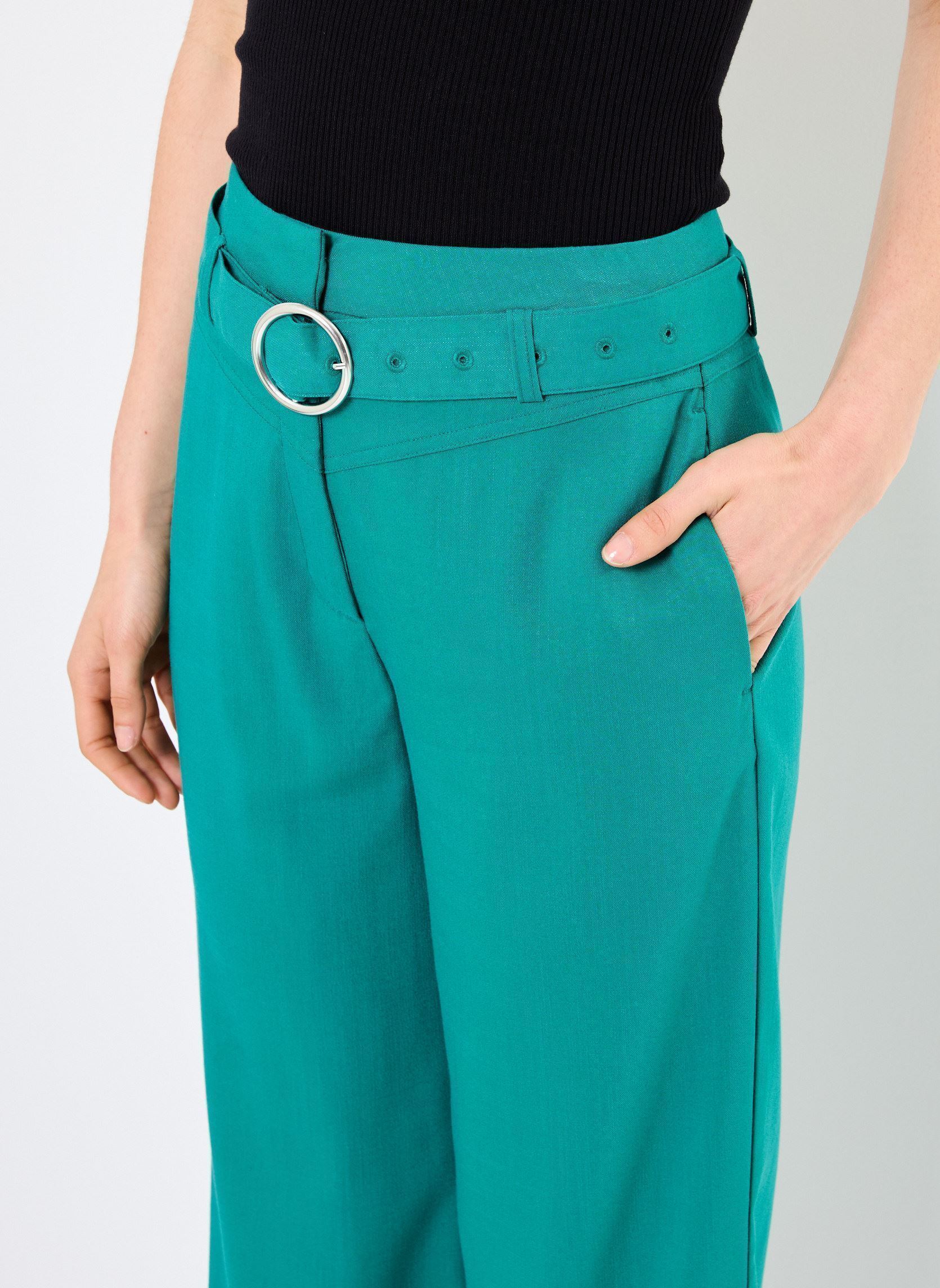 Pantalons larges VIBANZIA HW BELTED WIDE PANTS femme vert Vila Pantalons larges VIBANZIA HW BELTED WIDE PANTS femme vert Cadmium green