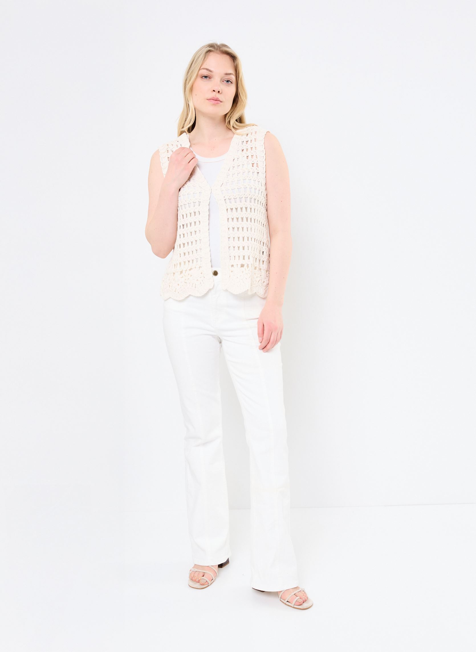 Gilets VICHANEY S/L V-NECK VEST femme beige Vila Gilets VICHANEY S/L V-NECK VEST femme beige Birch