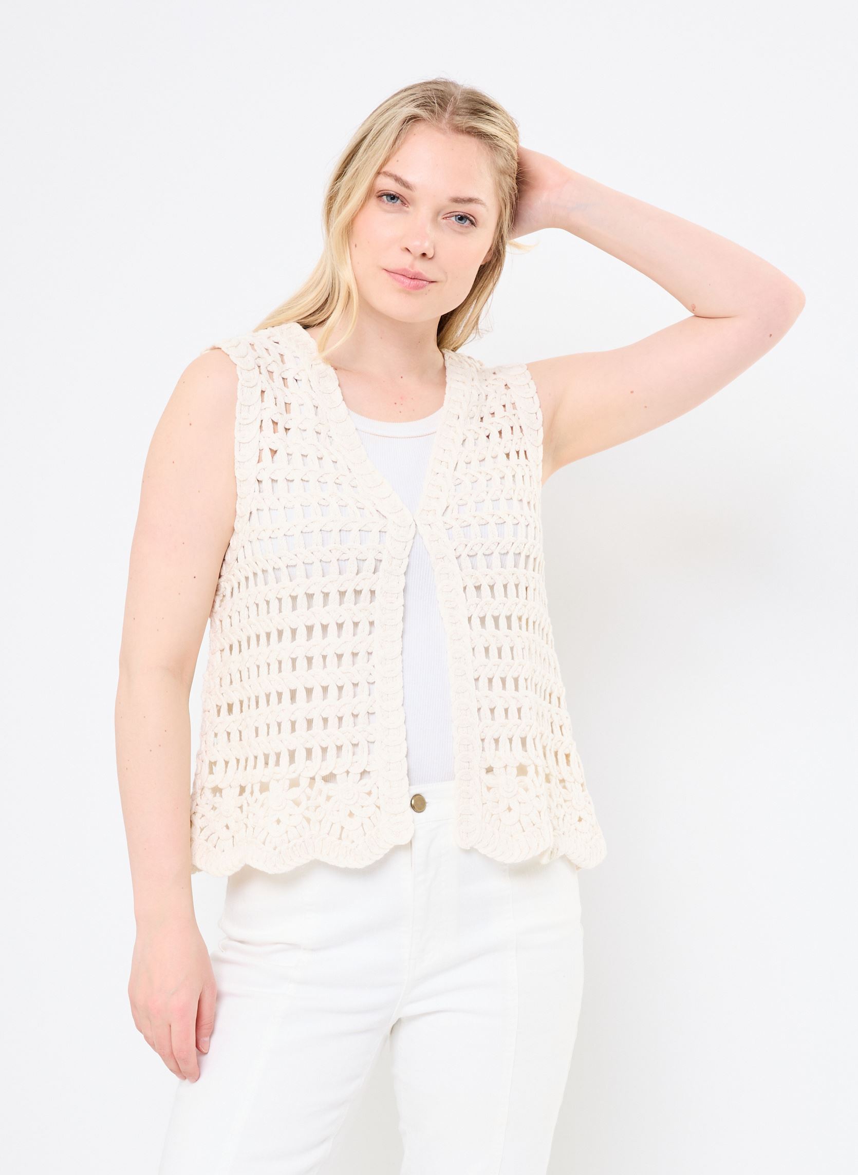 Gilets VICHANEY S/L V-NECK VEST femme beige Vila Gilets VICHANEY S/L V-NECK VEST femme beige Birch