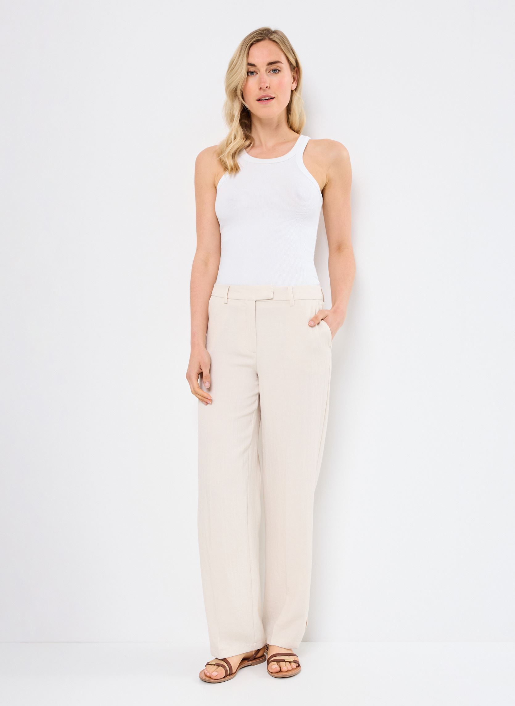 Pantalons larges VIFLEA RW TAILORED PANTS femme beige Vila Pantalons larges VIFLEA RW TAILORED PANTS femme beige Birch