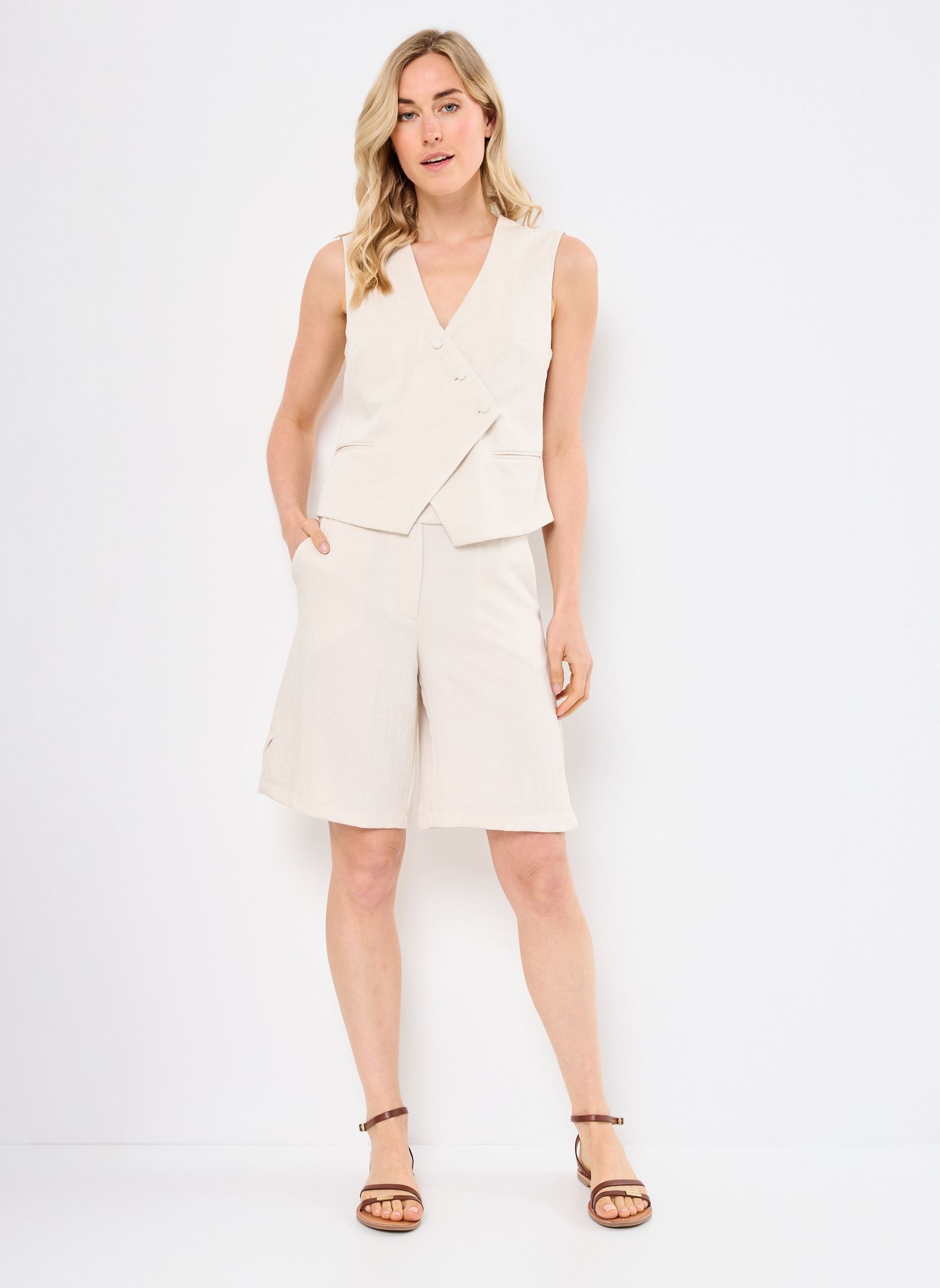 Gilets VIFLEA S/L TAILORED VEST femme beige Vila Gilets VIFLEA S/L TAILORED VEST femme beige Birch