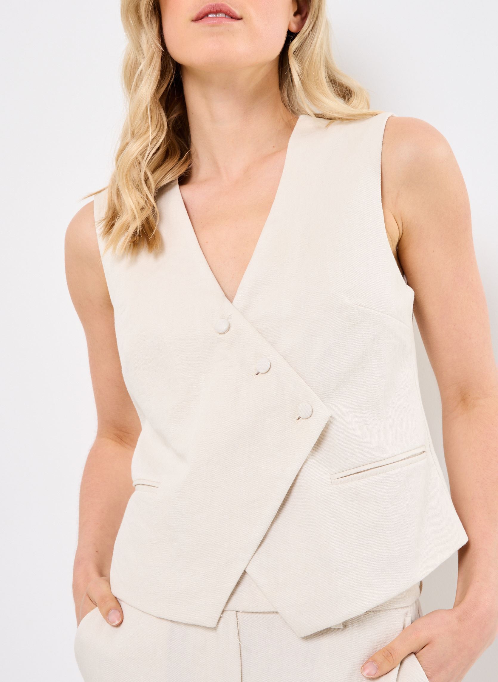 Gilets VIFLEA S/L TAILORED VEST femme beige Vila Gilets VIFLEA S/L TAILORED VEST femme beige Birch