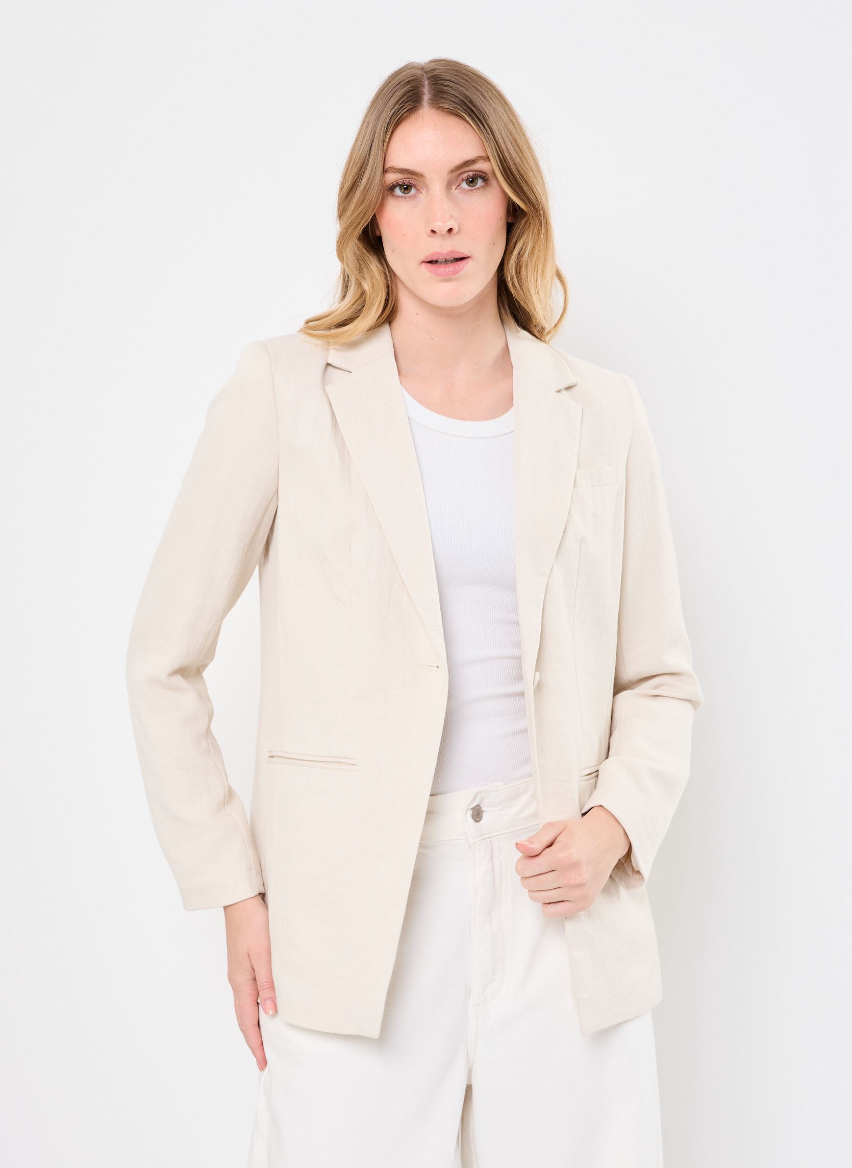 Blazers VIFLEA TAILORED BACK DETAIL L/S BLAZER mujer beige Vila Blazers VIFLEA TAILORED BACK DETAIL L/S BLAZER mujer beige Birch