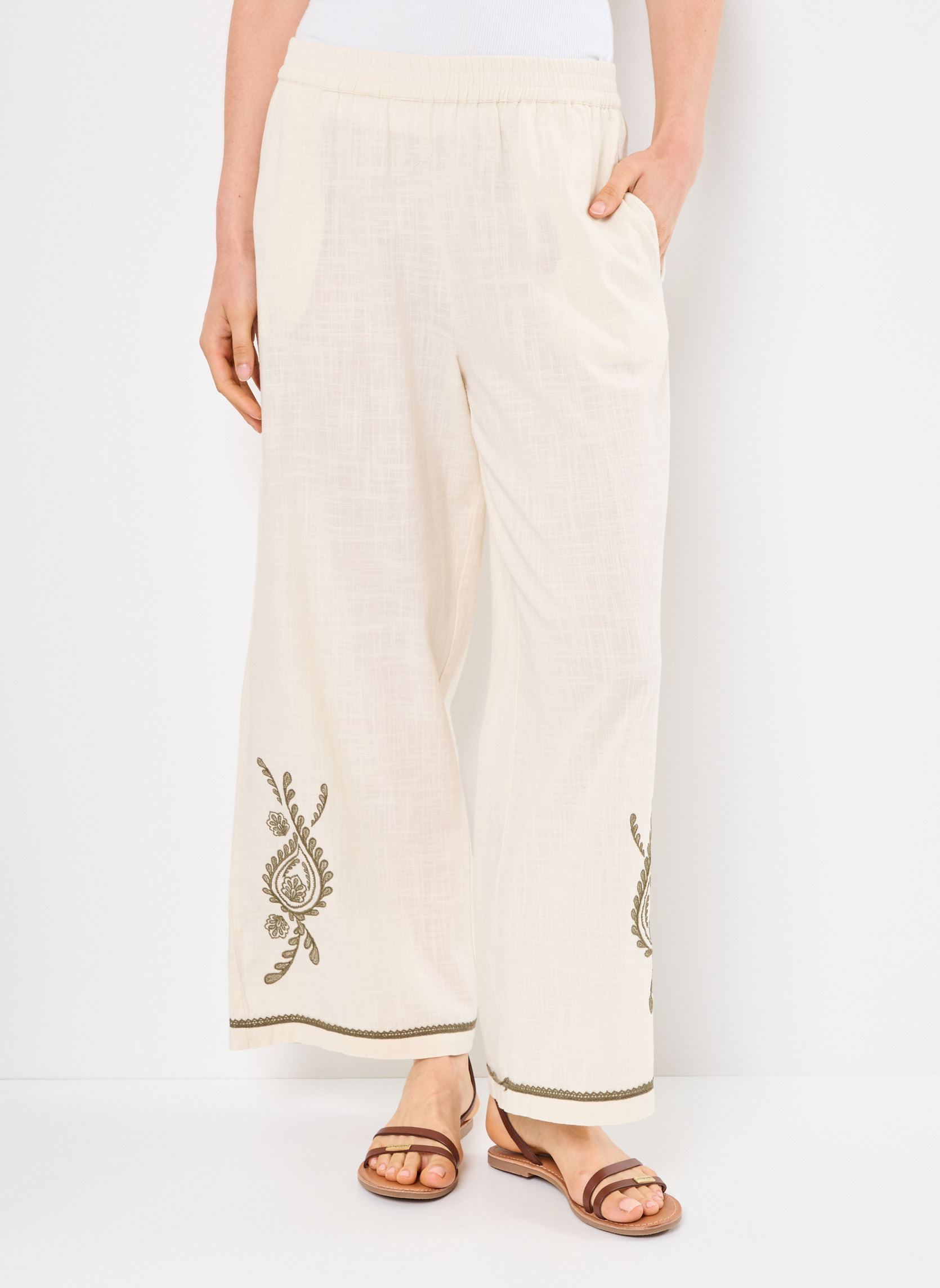 Wijde broeken VIJOSLA HW 7/8 WIDE PANTS dames beige Vila Wijde broeken VIJOSLA HW 7/8 WIDE PANTS dames beige Birch