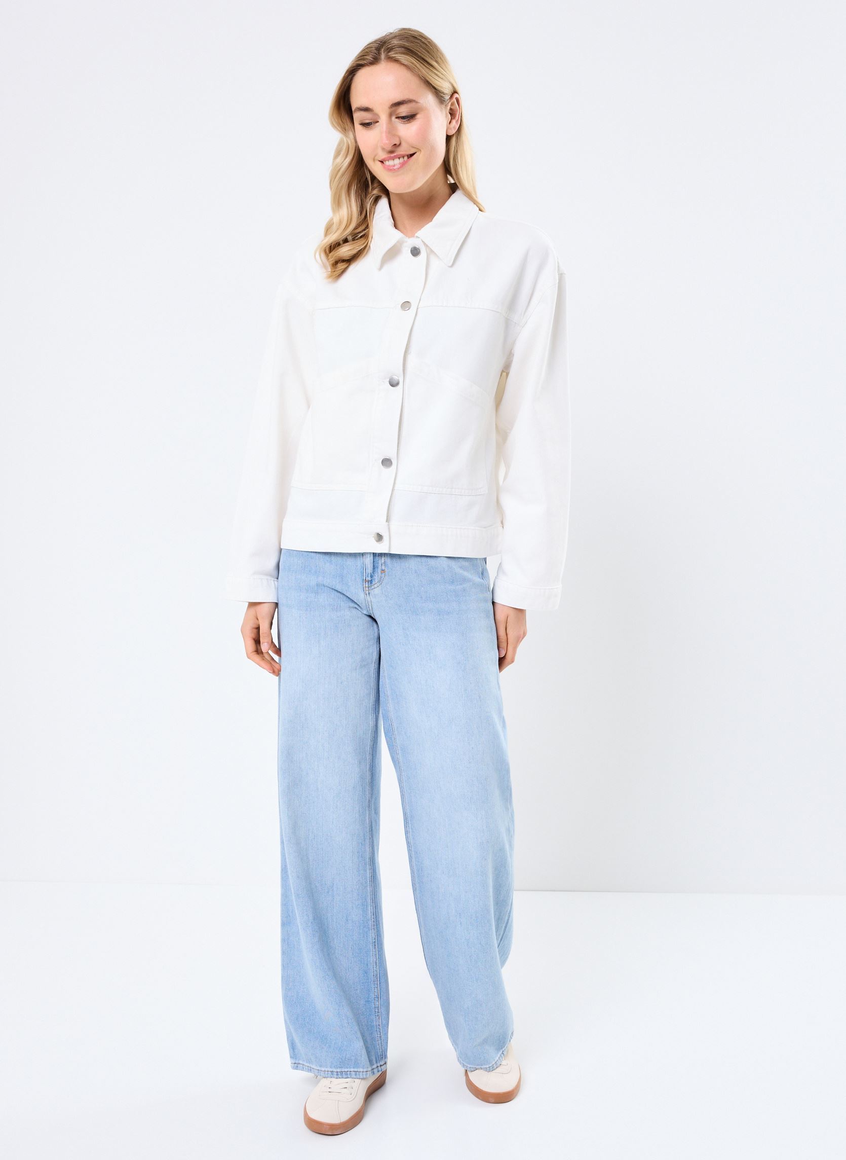 Vestes en jean VIPAL L/S DENIM JACKET/BFS femme blanc Vila Vestes en jean VIPAL L/S DENIM JACKET/BFS femme blanc Snow white