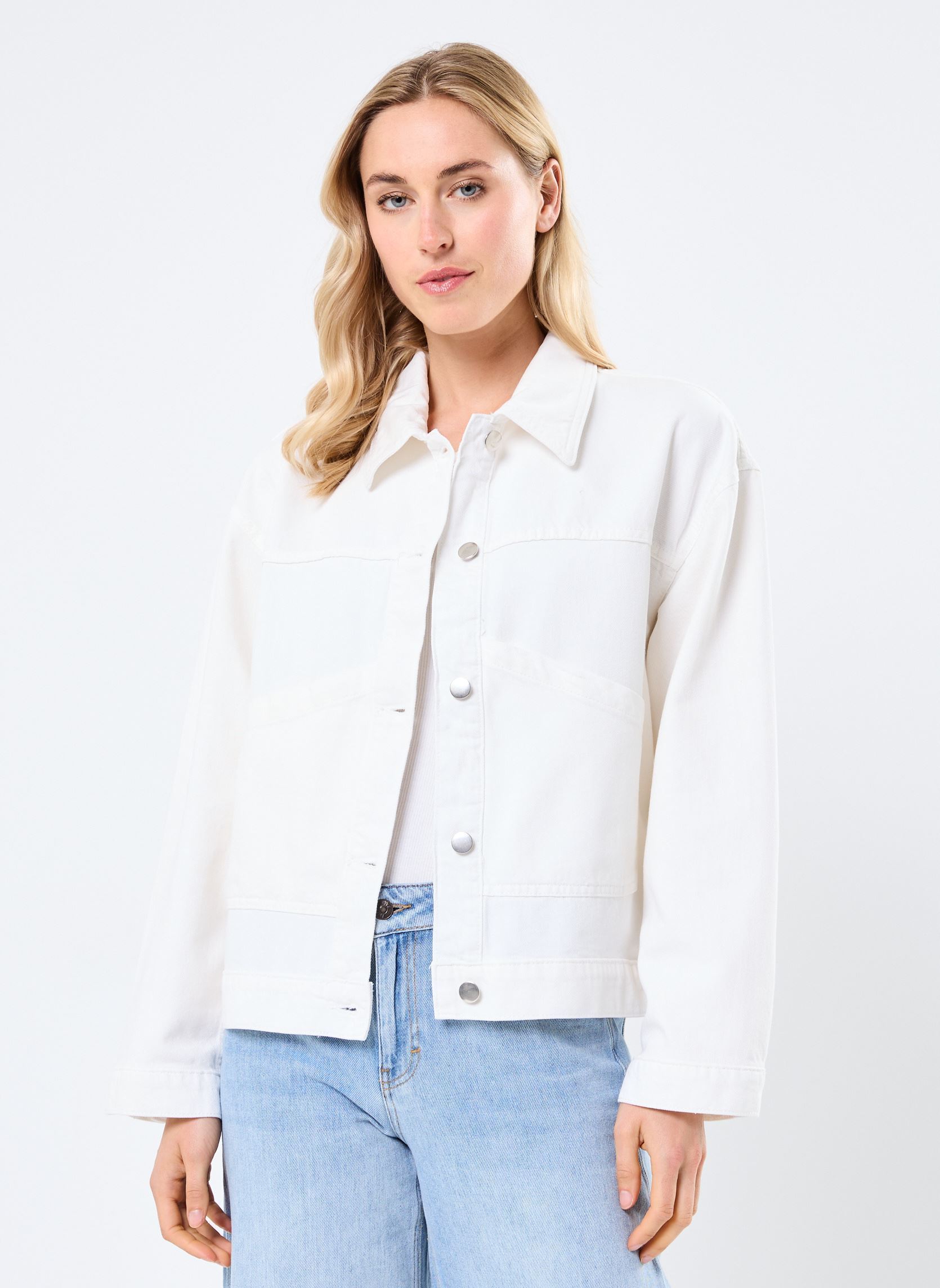 Vestes en jean VIPAL L/S DENIM JACKET/BFS femme blanc Vila Vestes en jean VIPAL L/S DENIM JACKET/BFS femme blanc Snow white