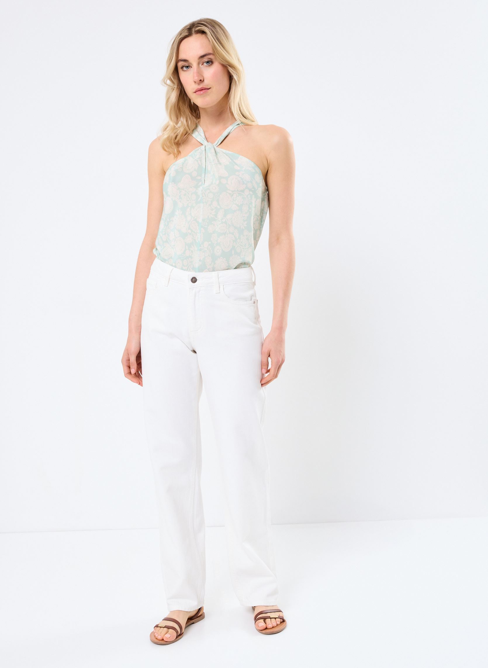 Wijde jeans / Flared Jeans VIPALMA RW WIDE JEANS WHITE PAL246/BFS dames wit Vila Wijde jeans / Flared Jeans VIPALMA RW WIDE JEANS WHITE PAL246/BFS dames wit Snow white
