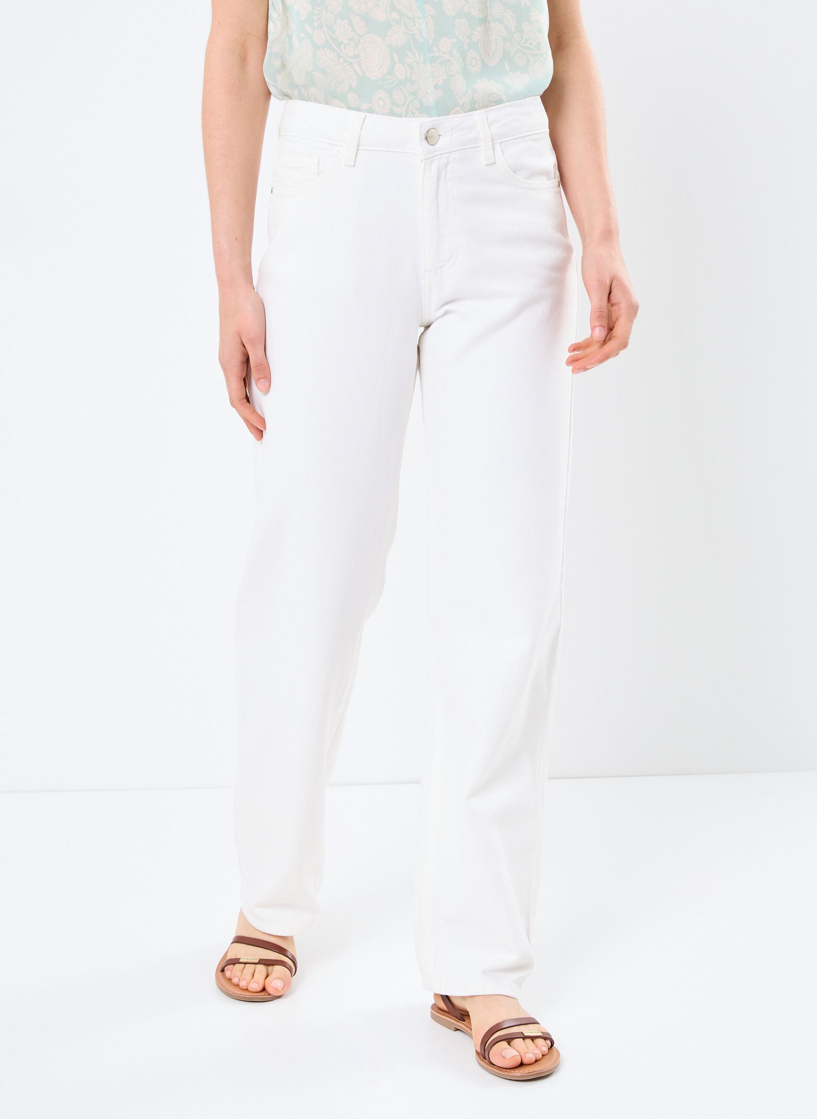 Wijde jeans / Flared Jeans VIPALMA RW WIDE JEANS WHITE PAL246/BFS dames wit Vila Wijde jeans / Flared Jeans VIPALMA RW WIDE JEANS WHITE PAL246/BFS dames wit Snow white