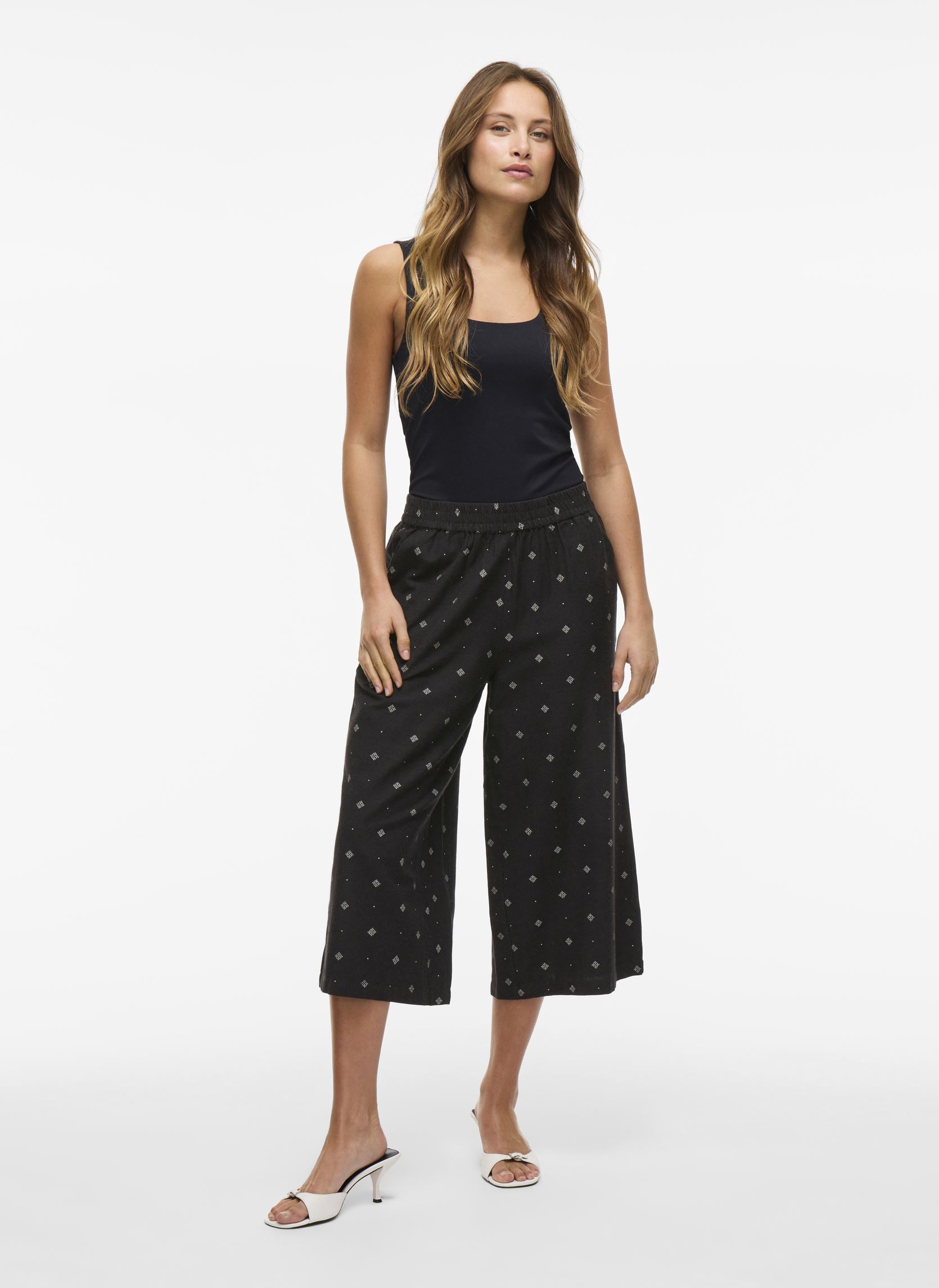 Weite Hosen VIPRISILLA PRINT HW CULOTTE PANTS/1 damen schwarz Vila Weite Hosen VIPRISILLA PRINT HW CULOTTE PANTS/1 damen schwarz BLACK BEAUTY
