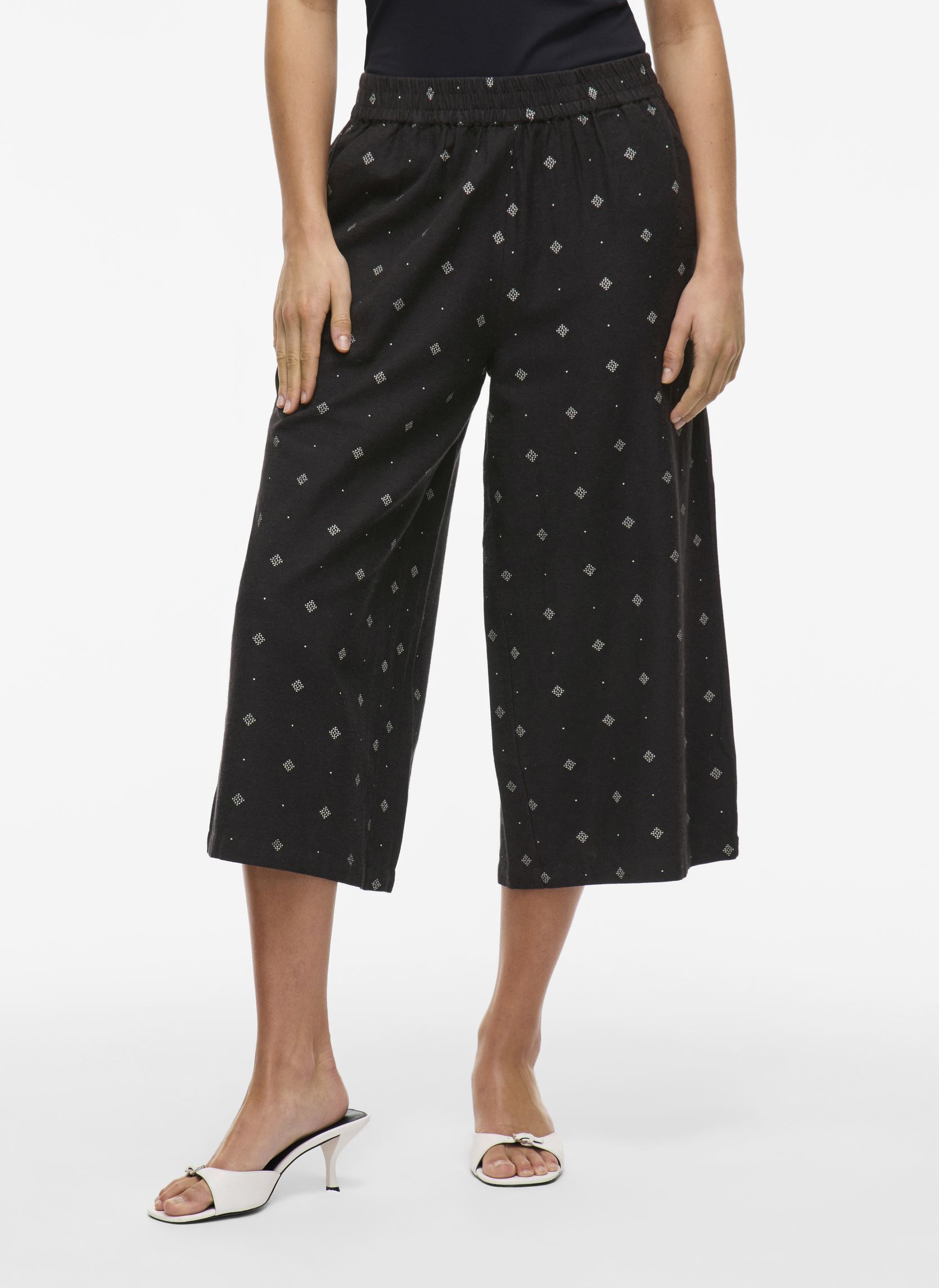 Weite Hosen VIPRISILLA PRINT HW CULOTTE PANTS/1 damen schwarz Vila Weite Hosen VIPRISILLA PRINT HW CULOTTE PANTS/1 damen schwarz BLACK BEAUTY