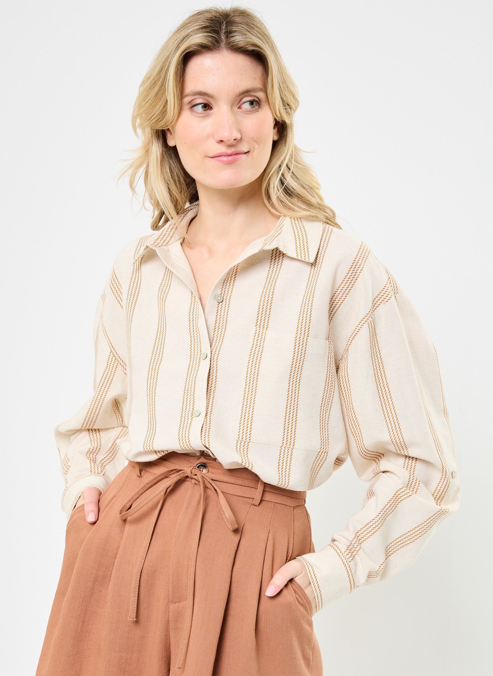 Langarm-Hemden VIPRISILLA PRINT L/S SHIRT damen weiß Vila Langarm-Hemden VIPRISILLA PRINT L/S SHIRT damen weiß Super Light Natural Melan