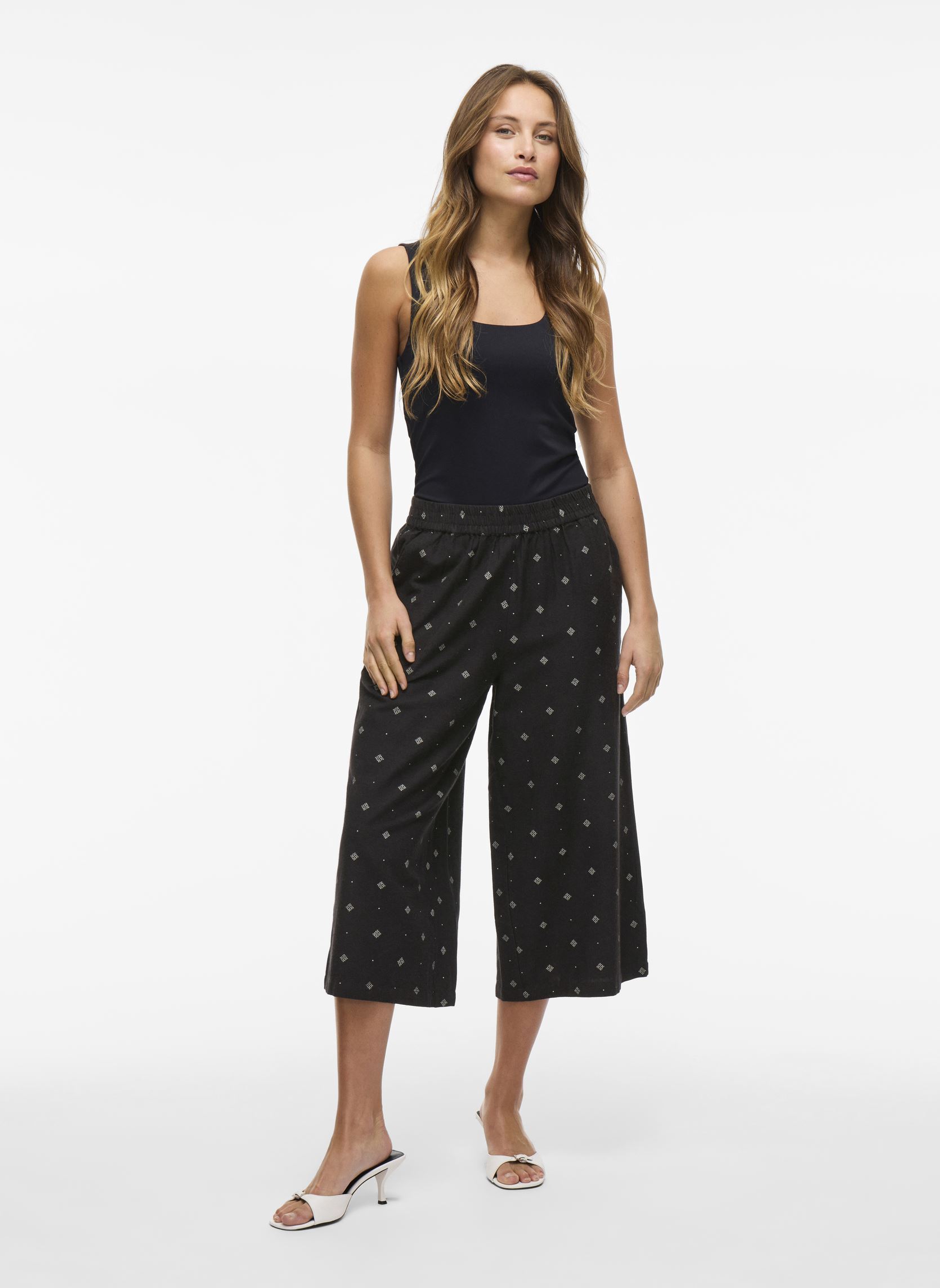 Pantalons larges VIPRISILLA PRINT RW PANTS femme bleu Vila Pantalons larges VIPRISILLA PRINT RW PANTS femme bleu NAVY BLAZER