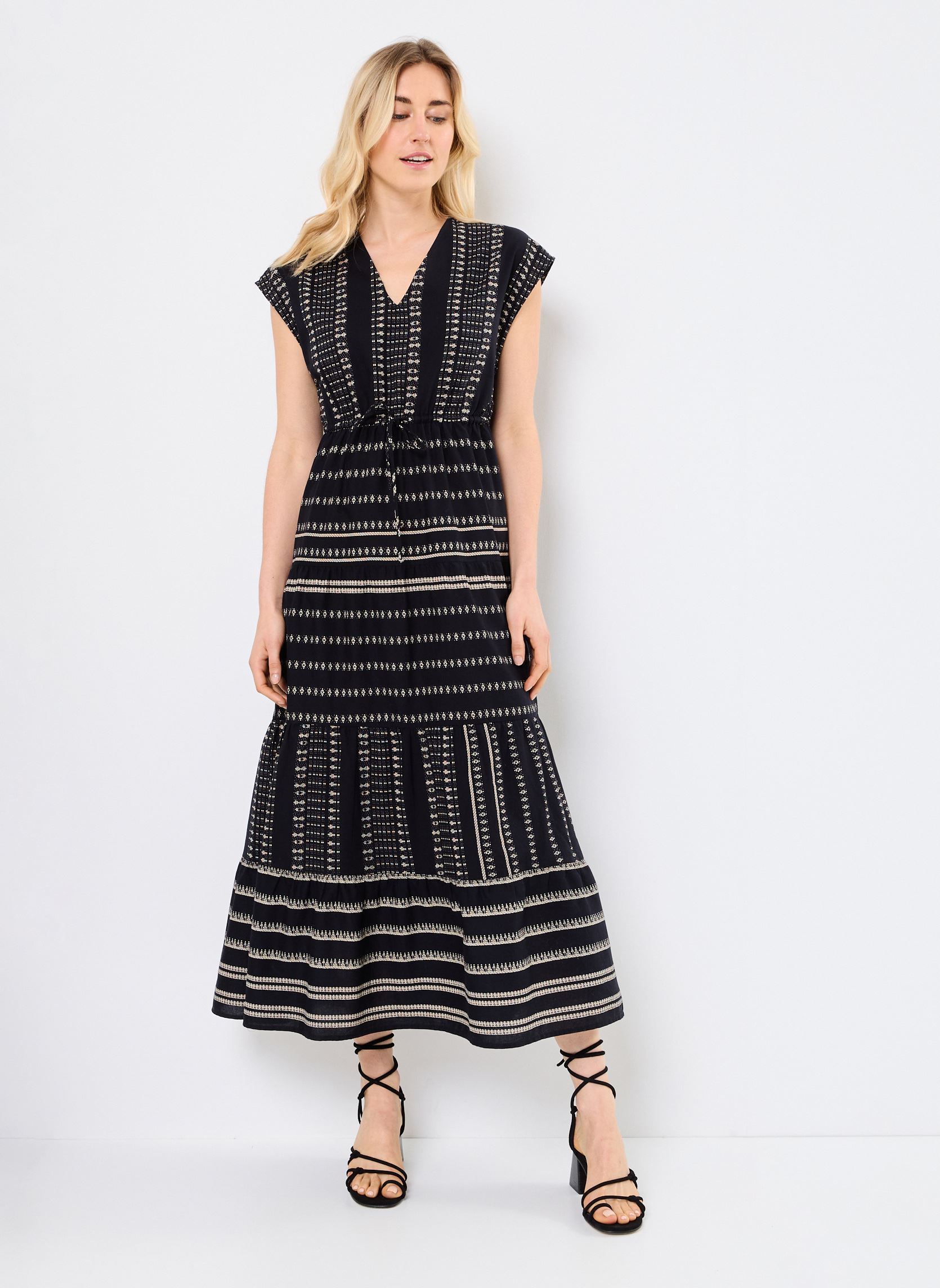 Vestidos largos VISAVILA V-NECK S/L ANCLE DRESS damen negro Vila ...