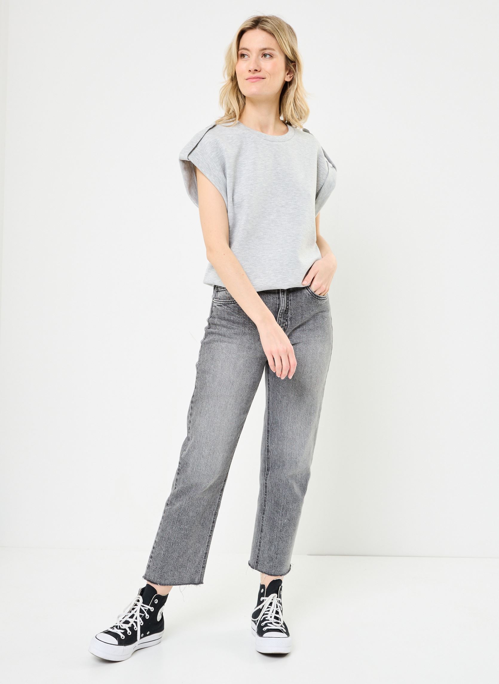 Tee-shirts manches courtes VISIFFI O-NECK CAP SLEEVE TOP/PB femme gris Vila Tee-shirts manches courtes VISIFFI O-NECK CAP SLEEVE TOP/PB femme gris Light Grey Melange