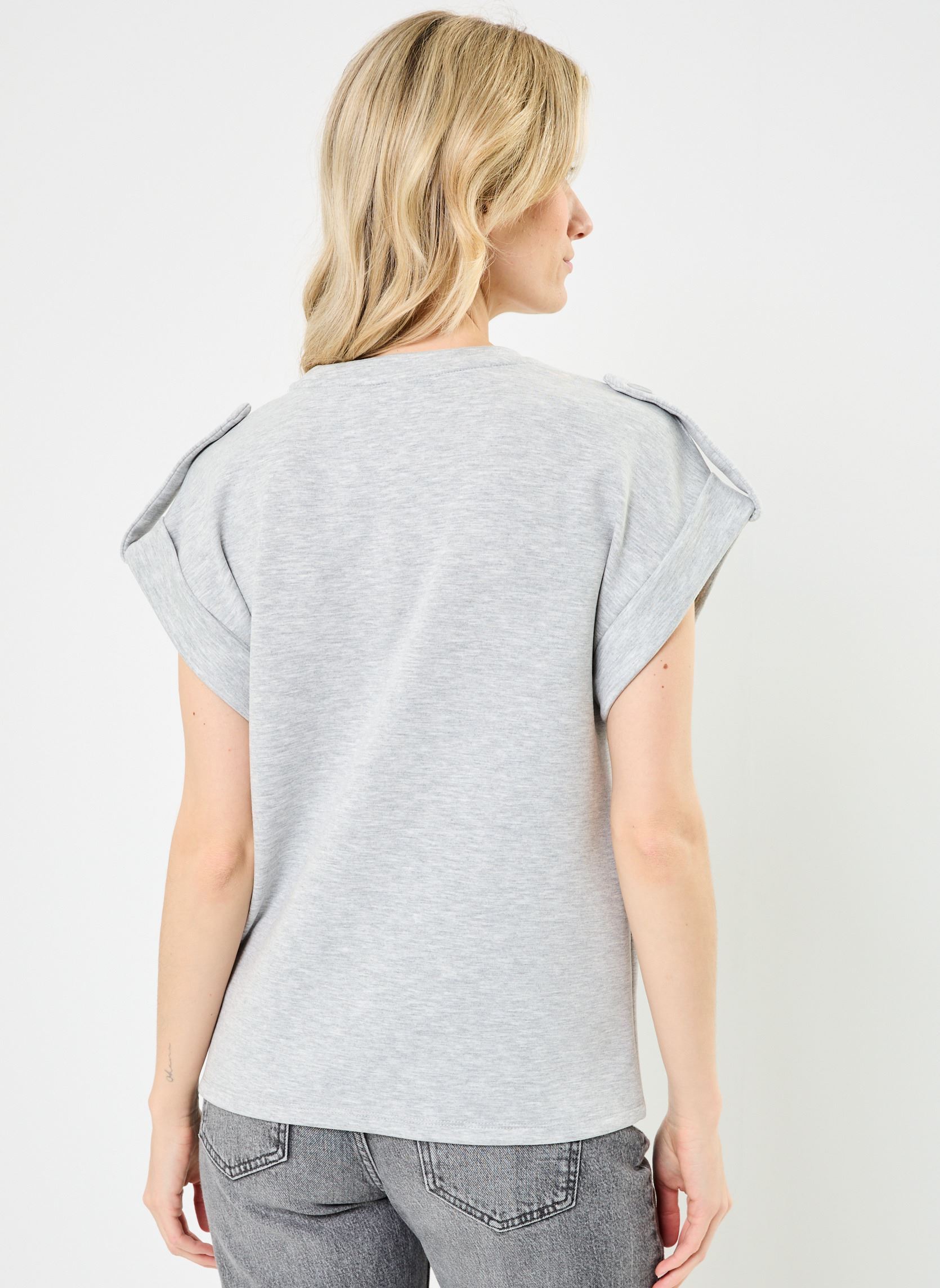 Tee-shirts manches courtes VISIFFI O-NECK CAP SLEEVE TOP/PB femme gris Vila Tee-shirts manches courtes VISIFFI O-NECK CAP SLEEVE TOP/PB femme gris Light Grey Melange