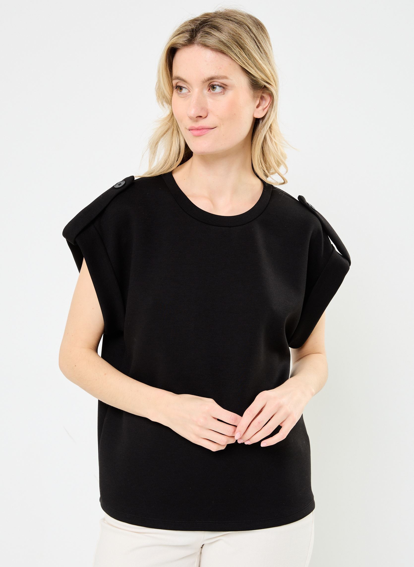 Kurzarm-T-Shirts VISIFFI O-NECK CAP SLEEVE TOP/PB damen schwarz Vila Kurzarm-T-Shirts VISIFFI O-NECK CAP SLEEVE TOP/PB damen schwarz Black Beauty