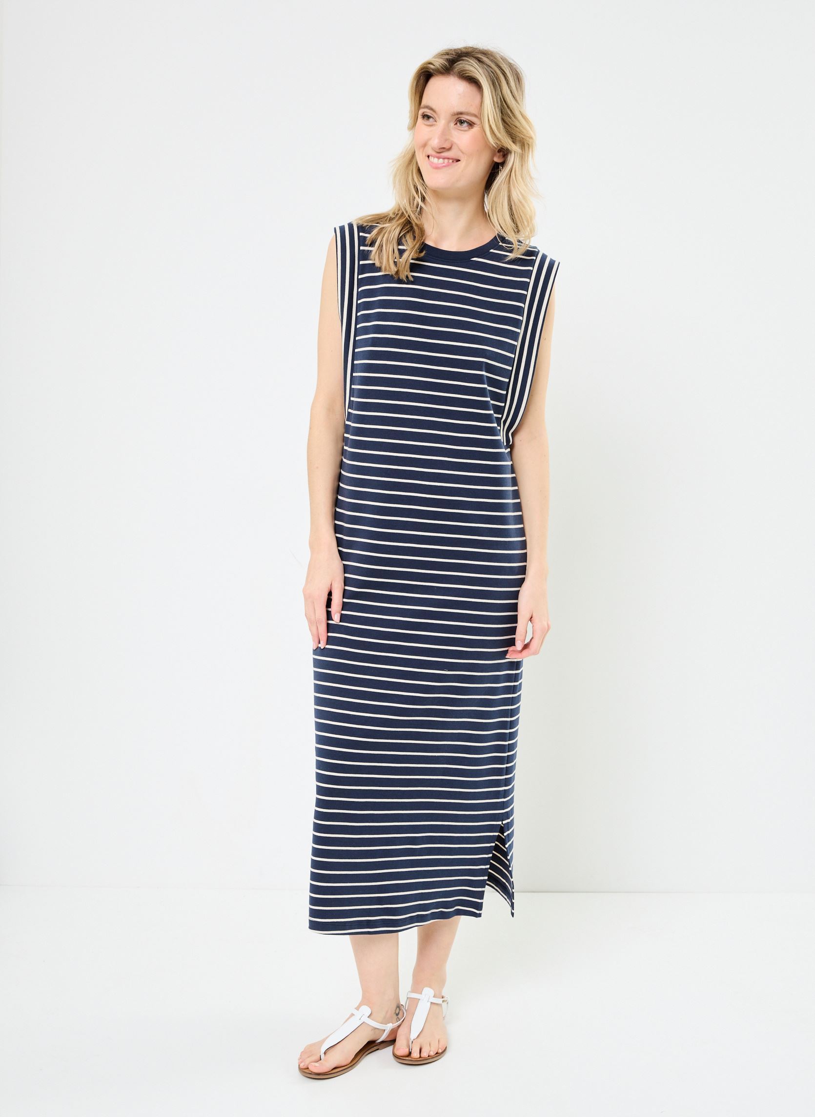 Lange Kleider VIVERIANA O-NECK S/L MIDI DRESS damen blau Vila Lange Kleider VIVERIANA O-NECK S/L MIDI DRESS damen blau Navy Blazer