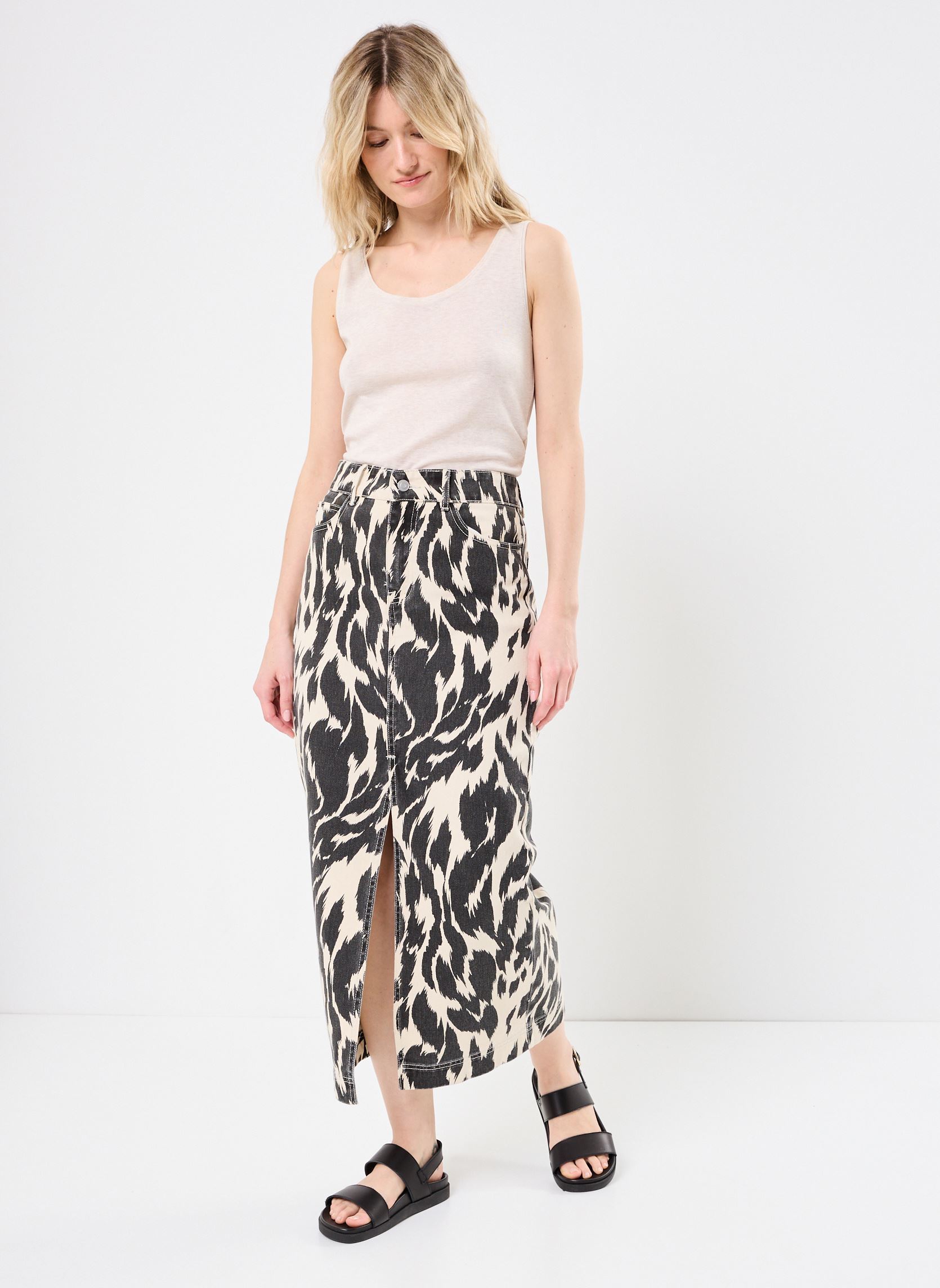 Jupes mi-longues ROUNOVA RW MIDI DENIM SKIRT femme beige Vila Jupes mi-longues ROUNOVA RW MIDI DENIM SKIRT femme beige BIRCH