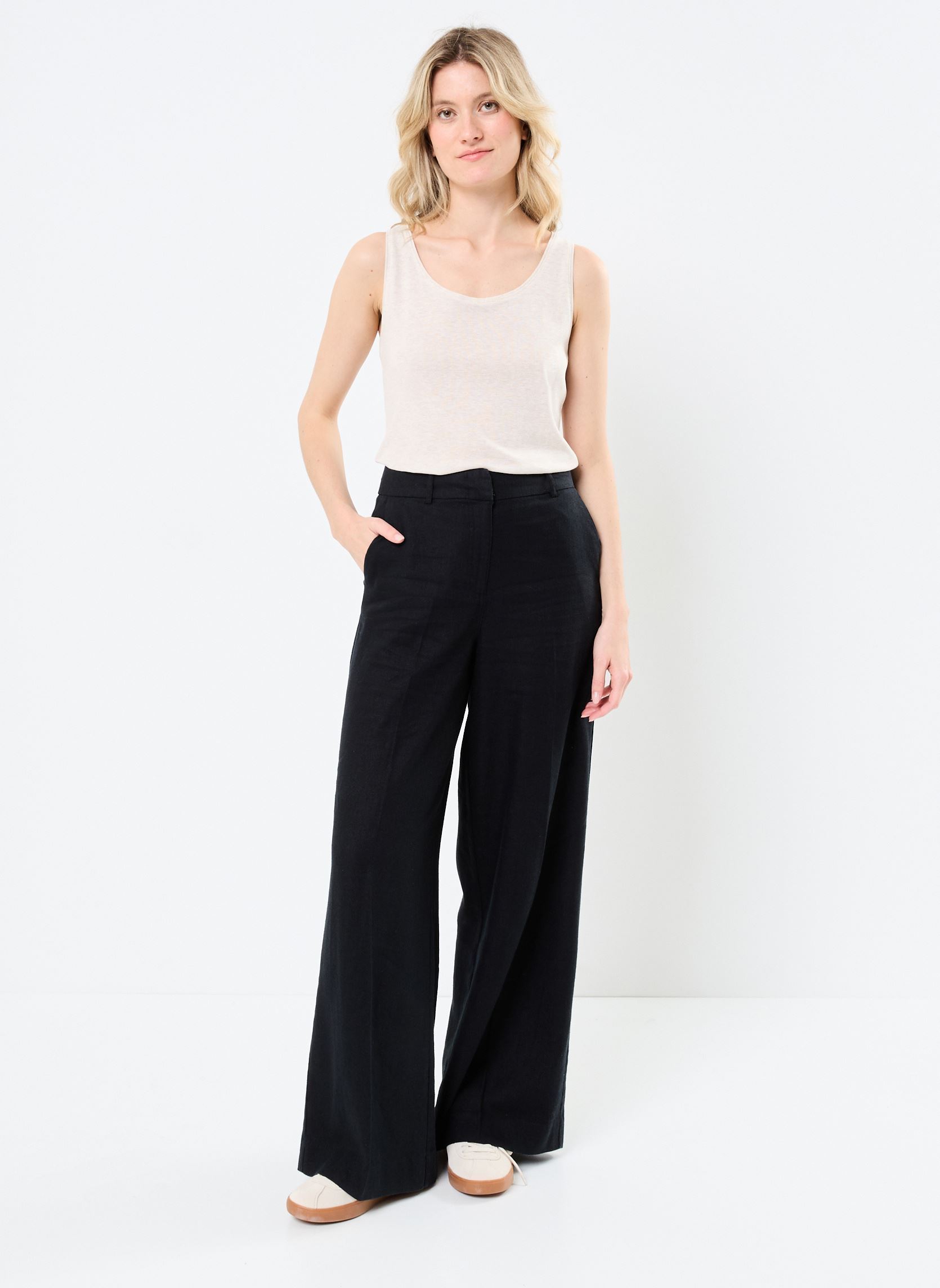 Wijde broeken ROUSUMMER HW WF TROUSER dames zwart Vila Wijde broeken ROUSUMMER HW WF TROUSER dames zwart Meteorite