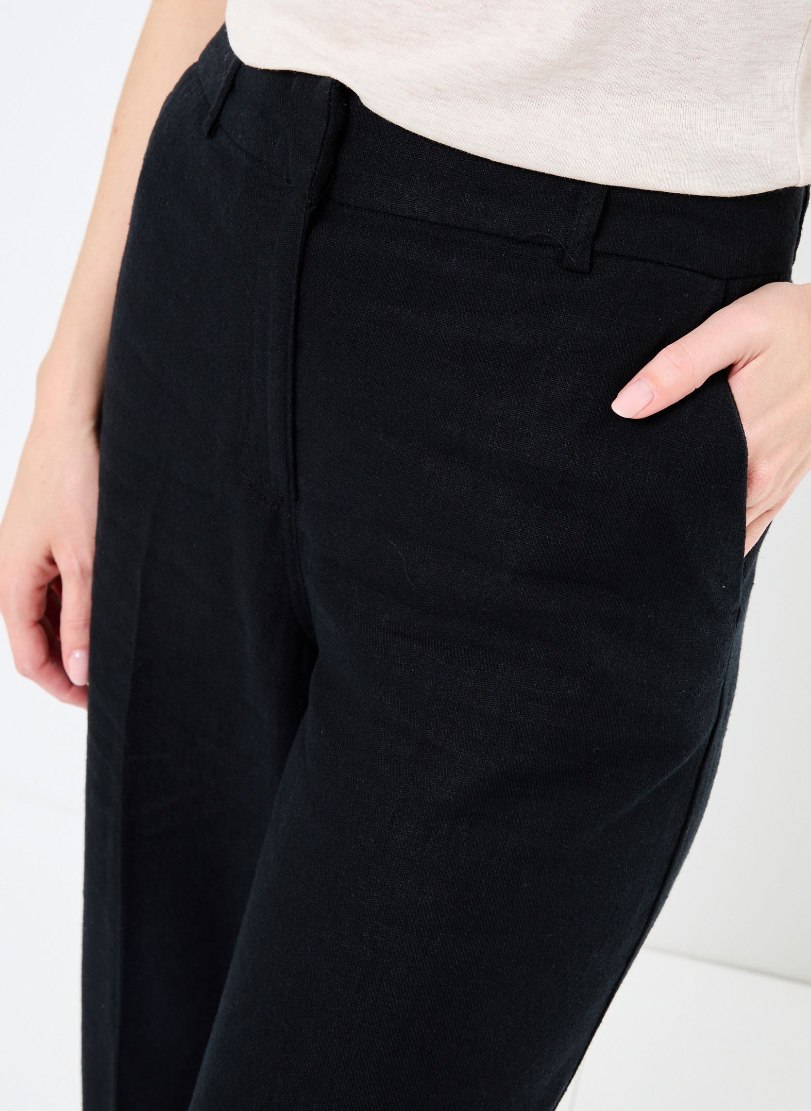 Wijde broeken ROUSUMMER HW WF TROUSER dames zwart Vila Wijde broeken ROUSUMMER HW WF TROUSER dames zwart Meteorite